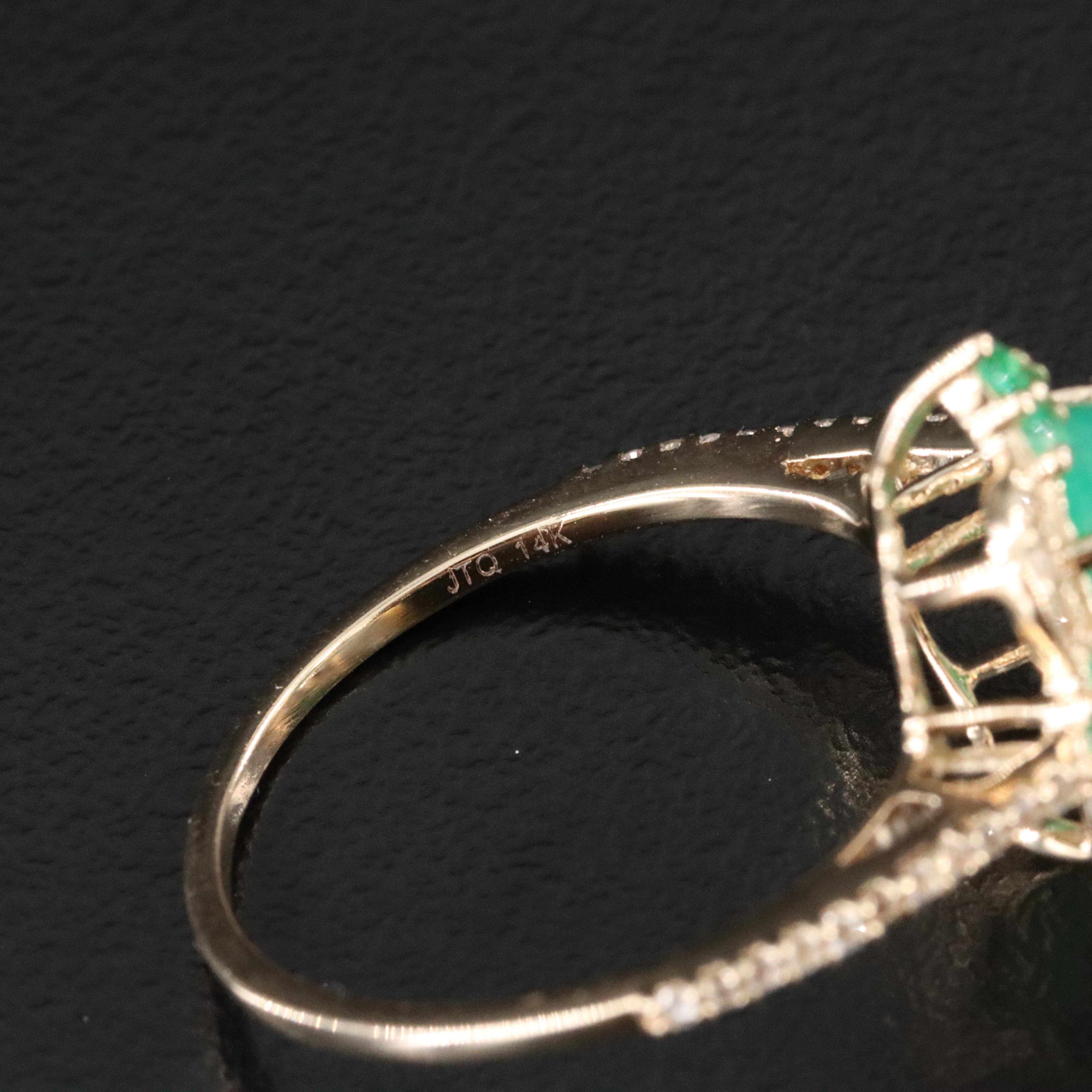 14K 2.07 CT Emerald, White Sapphire and White Topaz Ring
