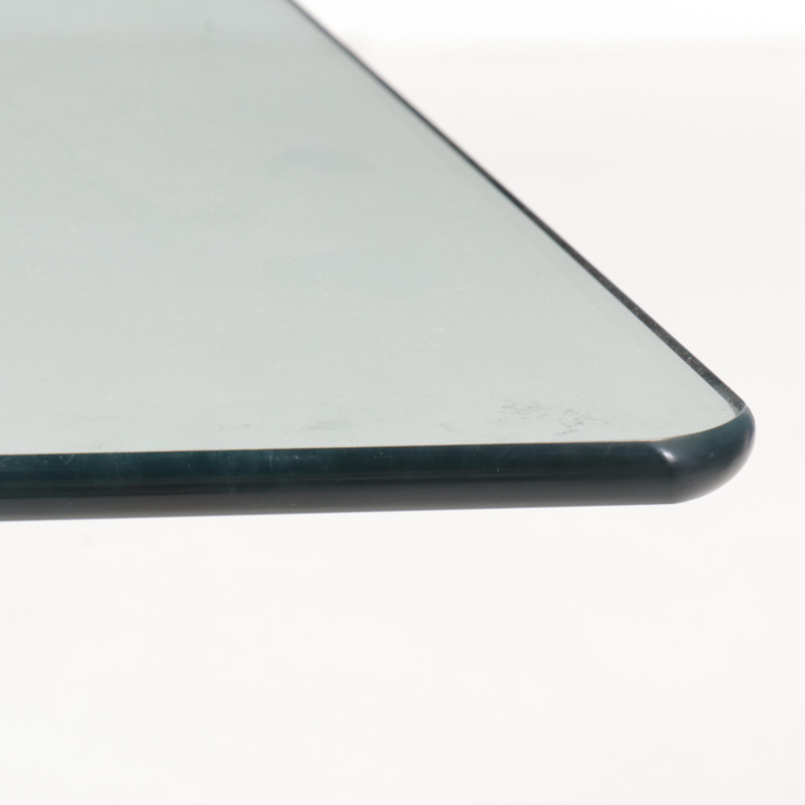 Postmodernist Brass Tone Metal and Glass Top Dining Table with Four Chairs