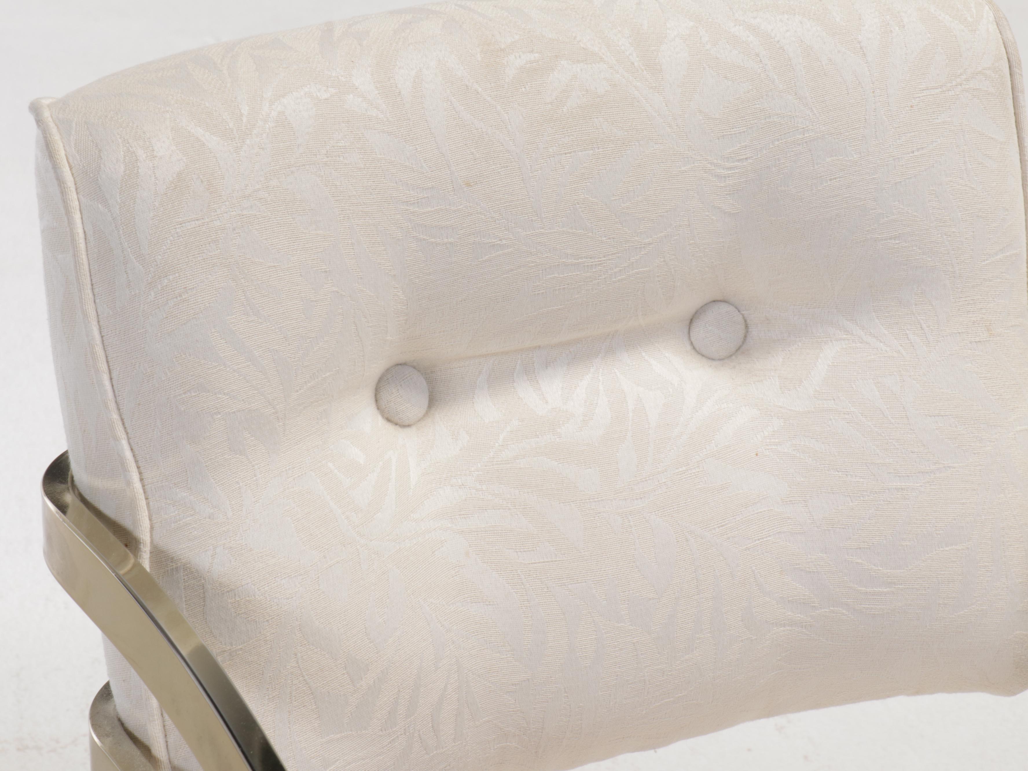 Postmodernist Brass Tone Metal and Glass Top Dining Table with Four Chairs