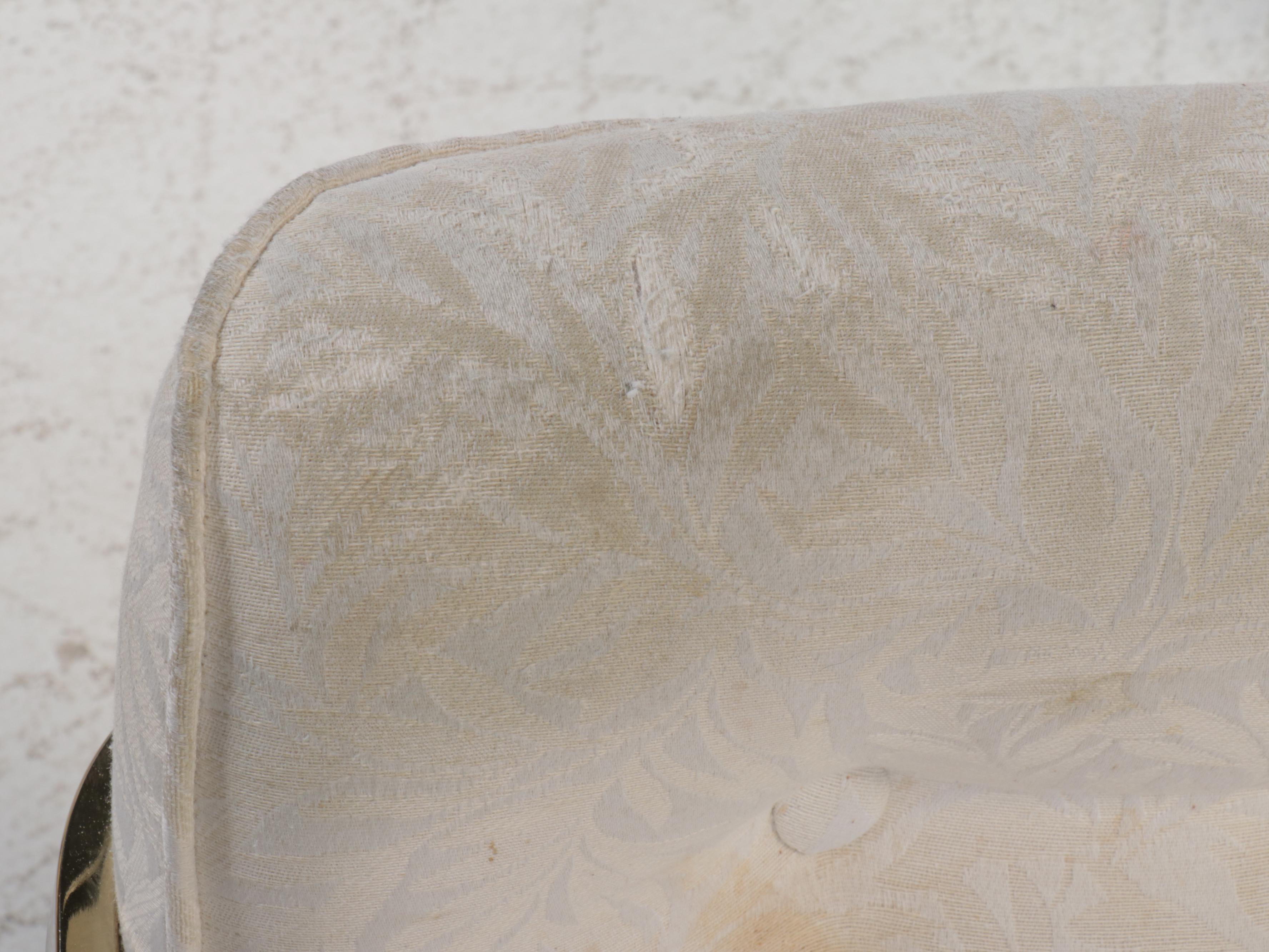 Postmodernist Brass Tone Metal and Glass Top Dining Table with Four Chairs