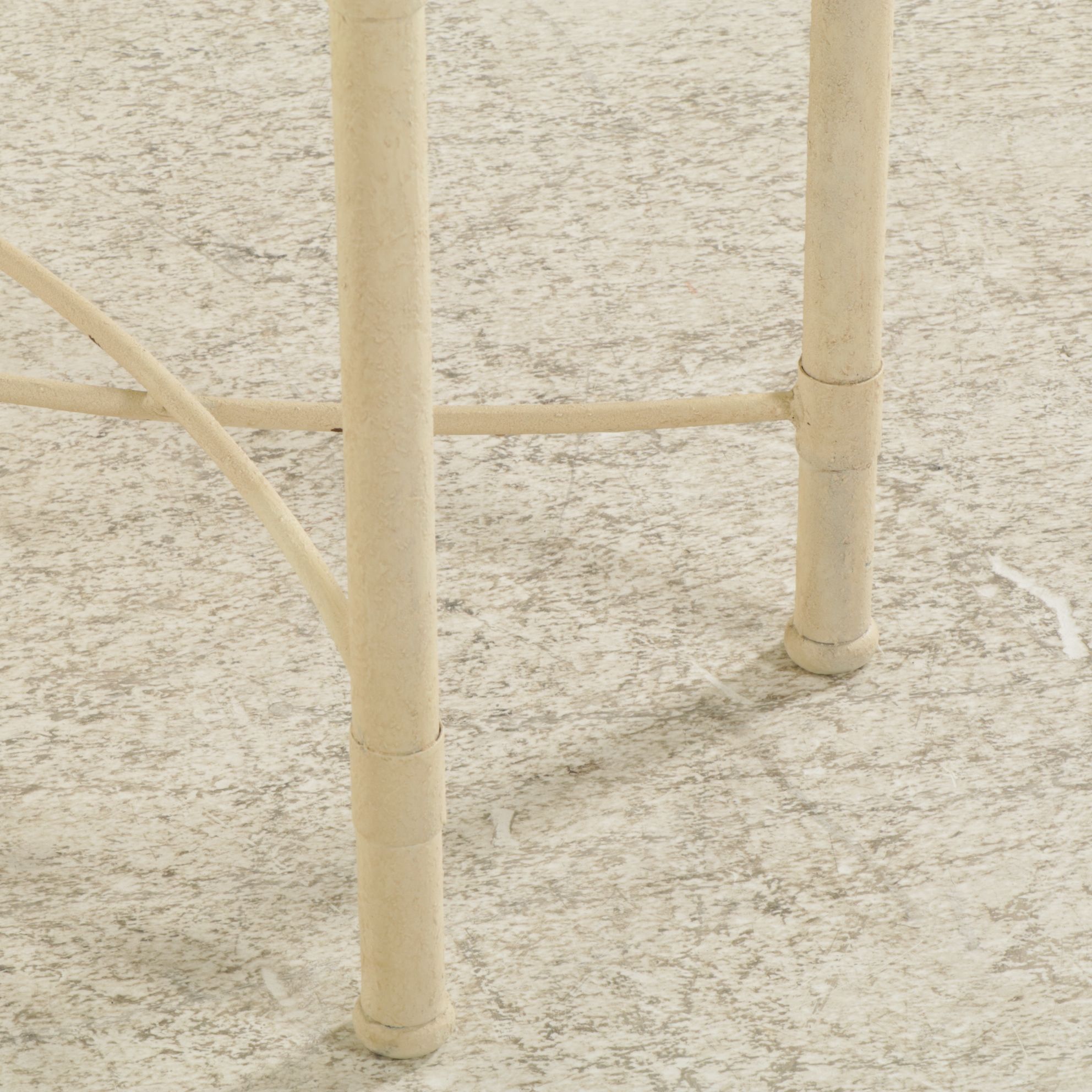 Travertine Top Sofa Table with Textured Metal Frame