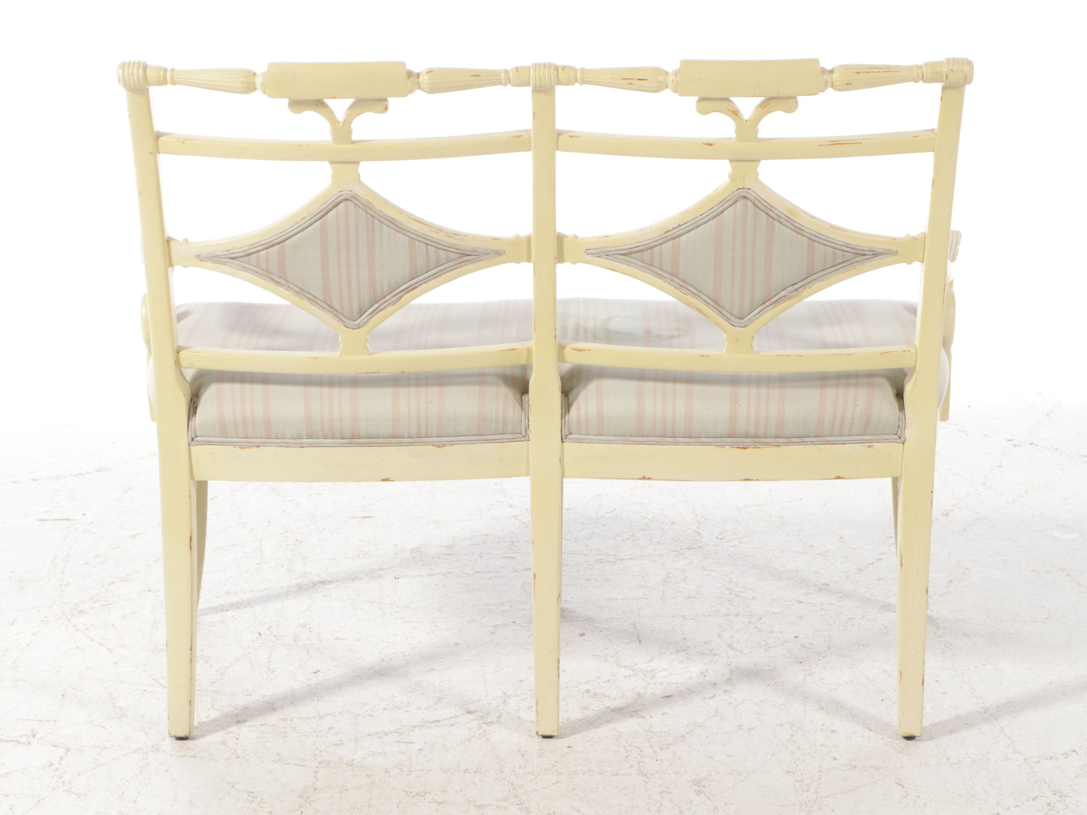 Theodore Alexander French Provincial Style Painted Wood Settee, Late 20th C.