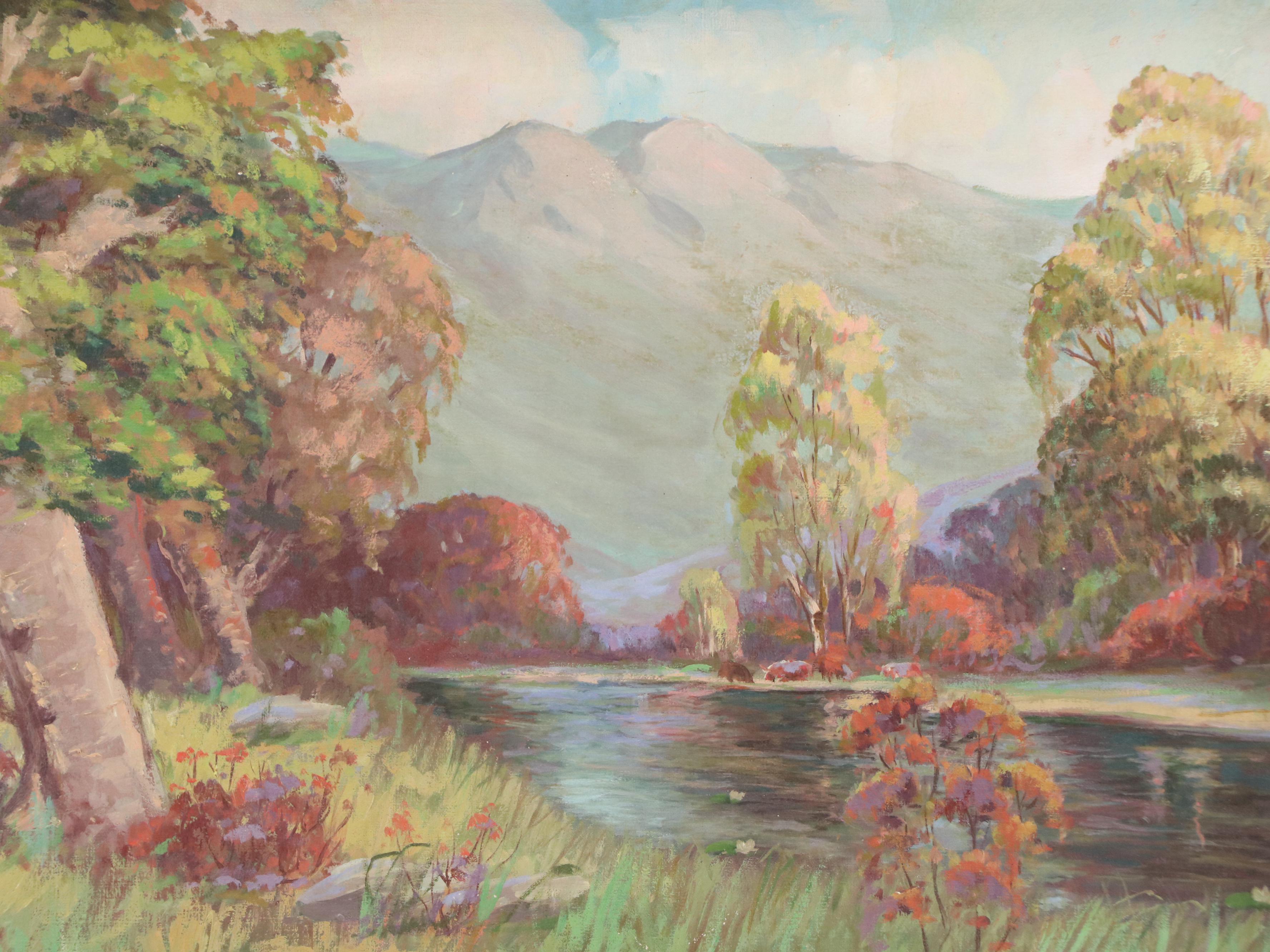 Michel Gadbois Impressionist Style Landscape Oil Painting, Circa 1940