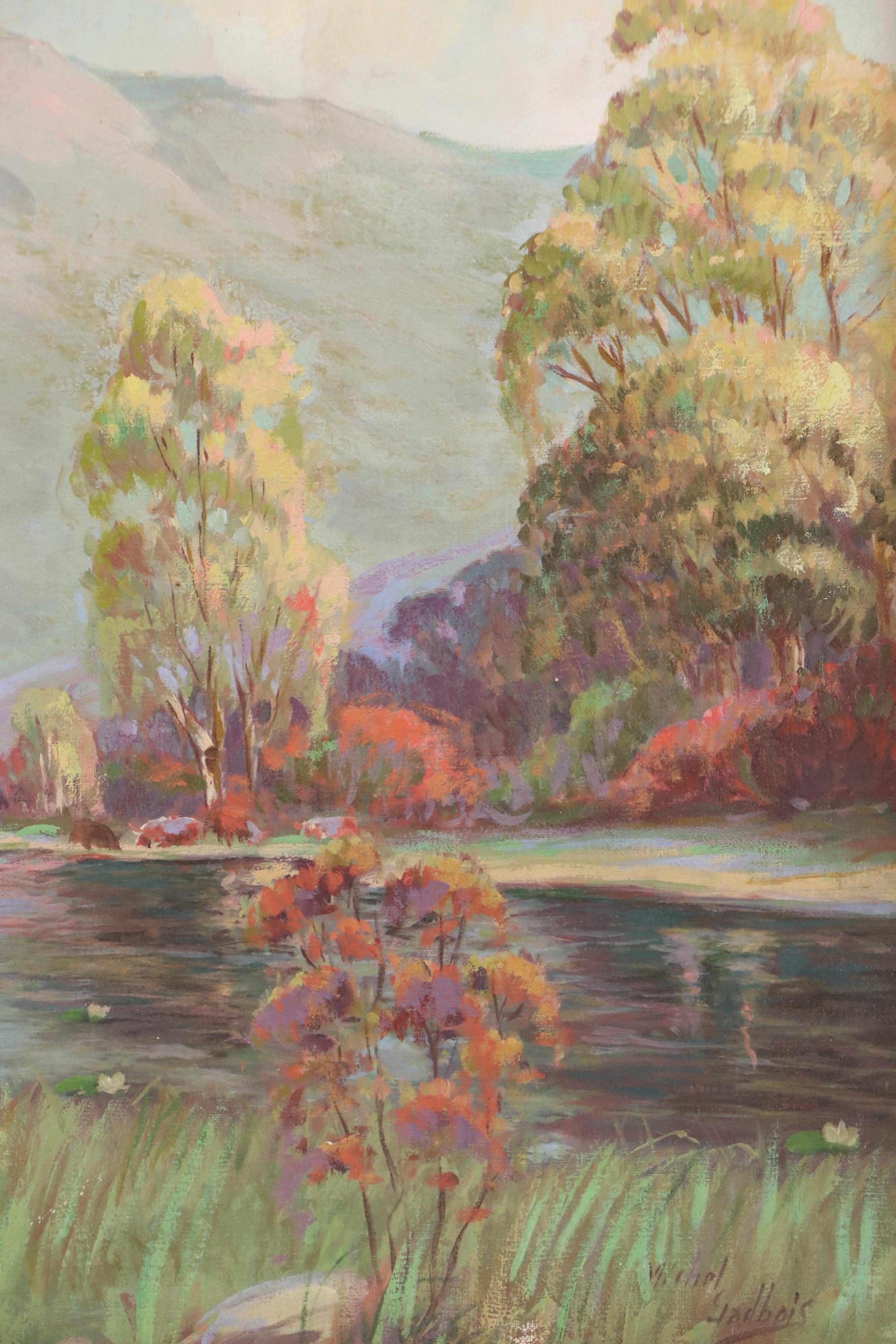 Michel Gadbois Impressionist Style Landscape Oil Painting, Circa 1940