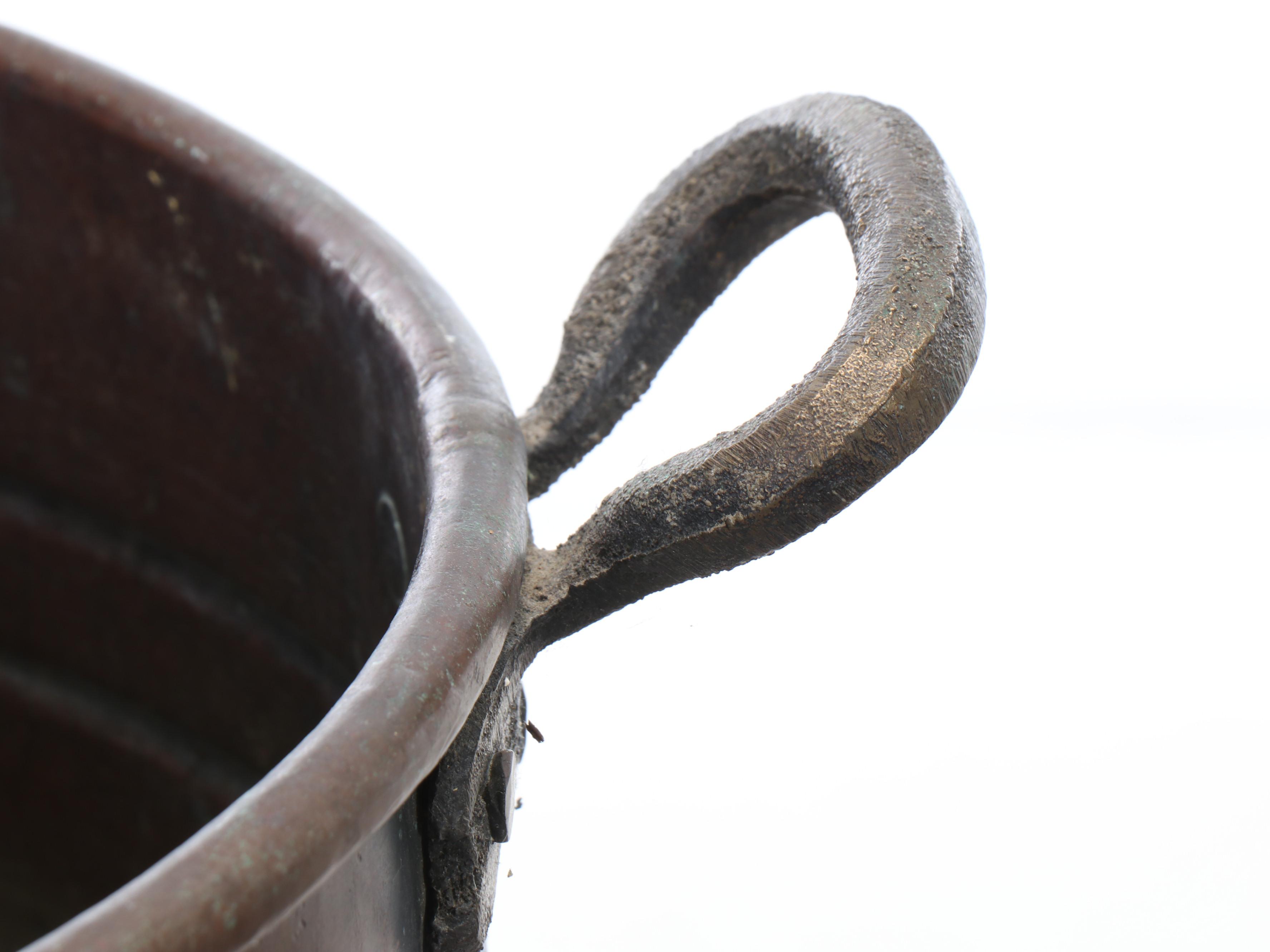 Large Copper Handled Planters with Coiled Copper Water Can