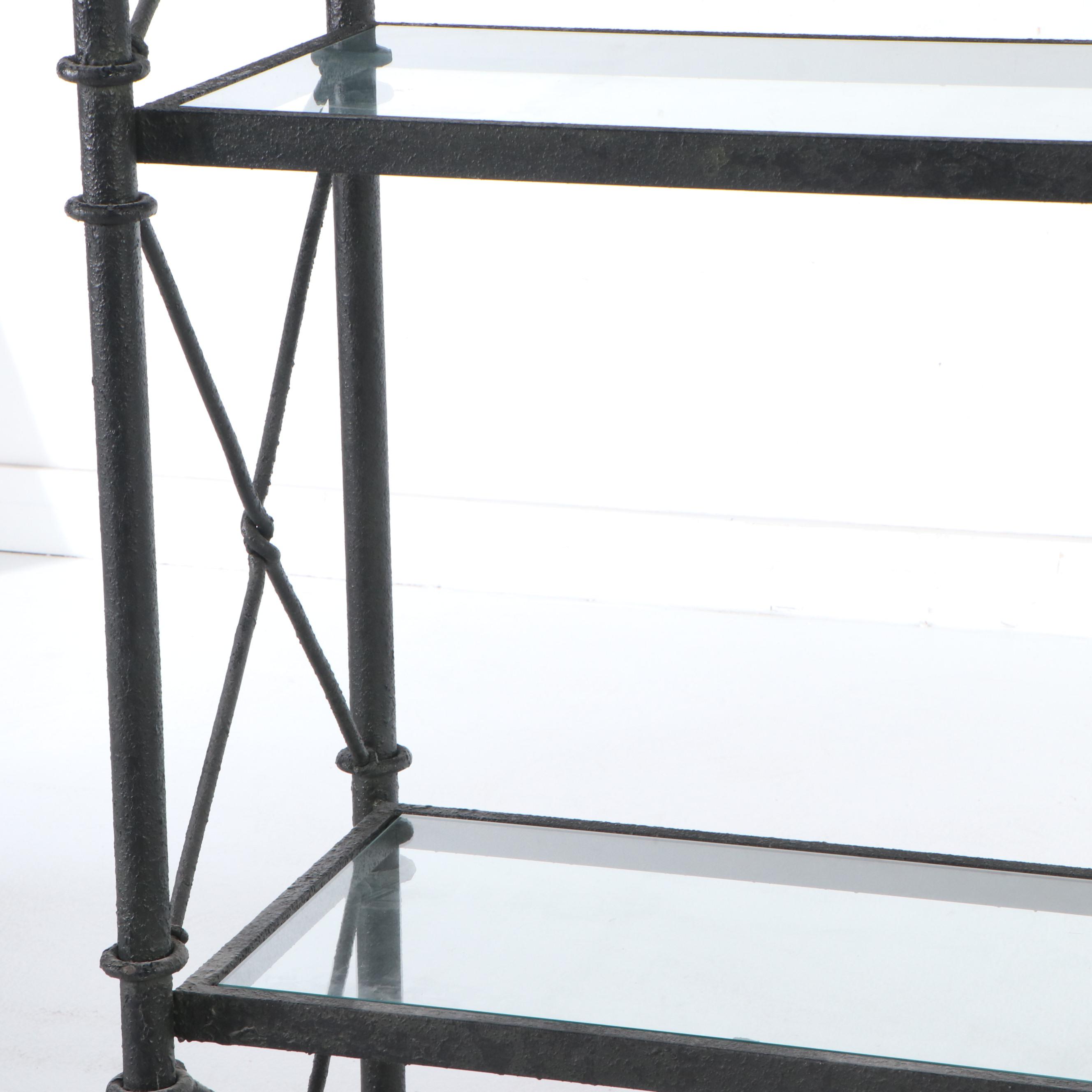 Wrought Iron Bookcase with Glass Shelves