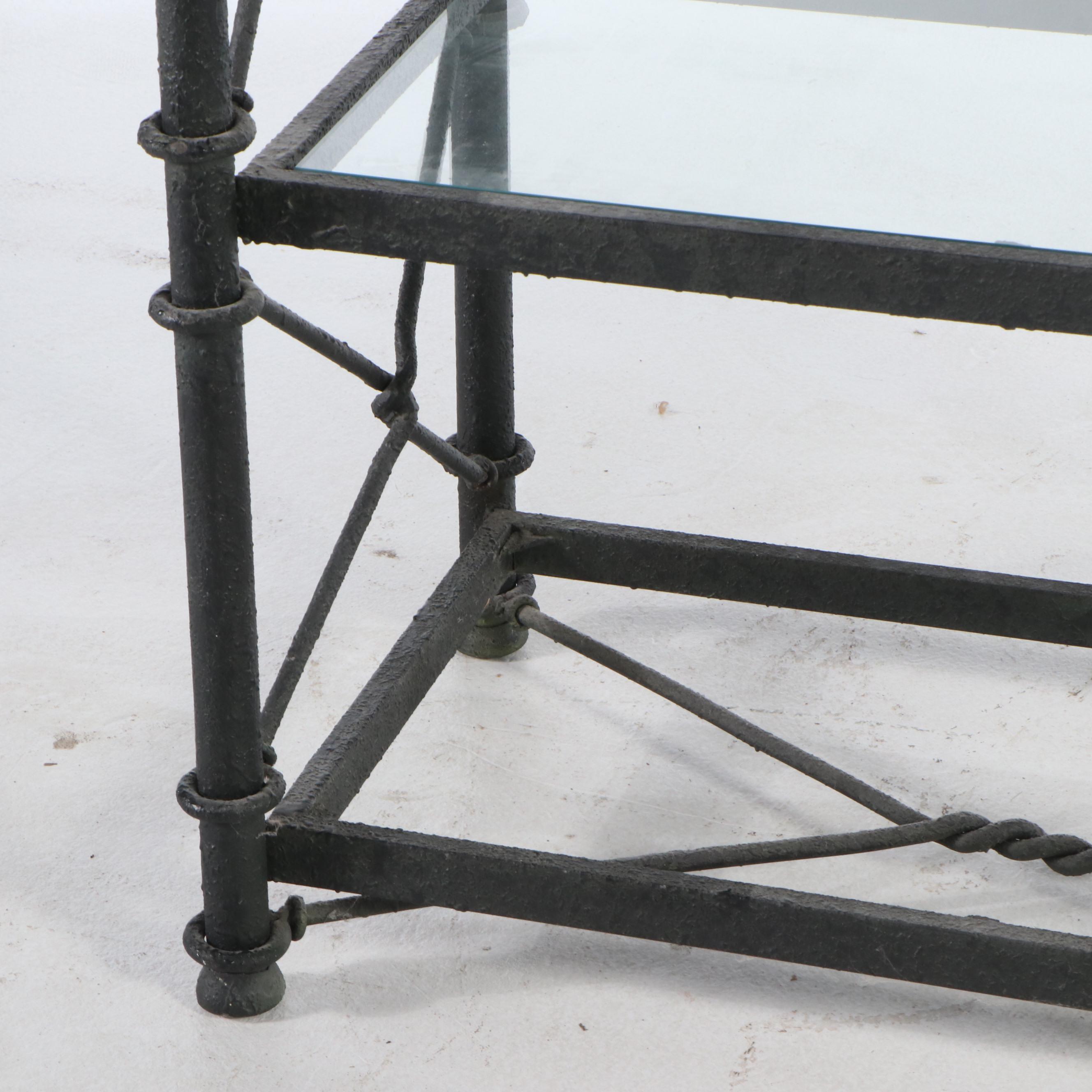 Wrought Iron Bookcase with Glass Shelves