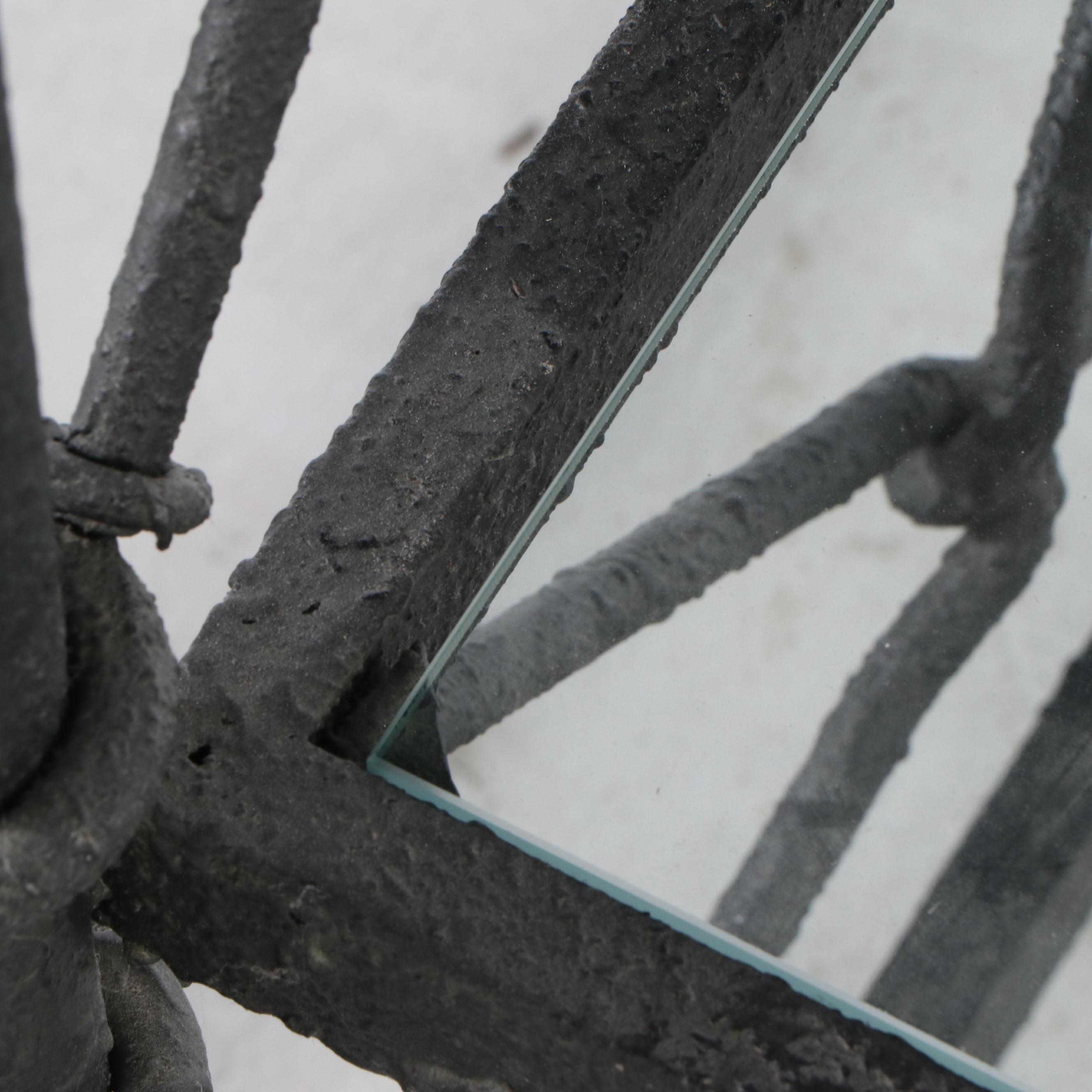 Wrought Iron Bookcase with Glass Shelves