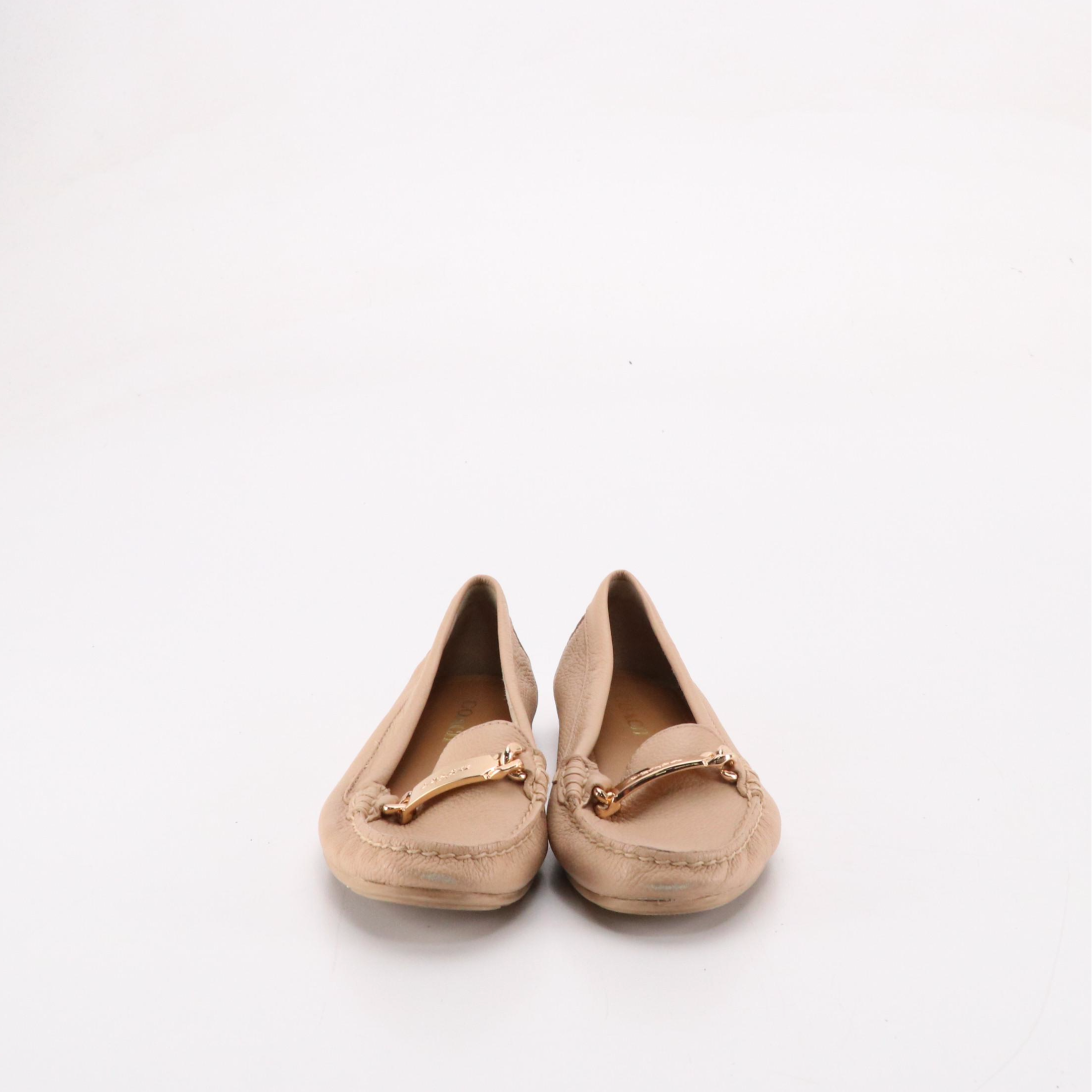 Coach "Olive" Loafers in Beige Grained Leather