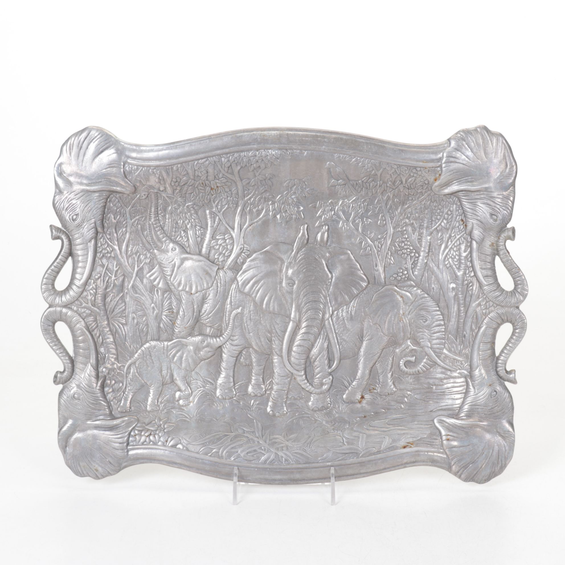 Arthur Court "Elephants" Cast Serving Tray, 1987