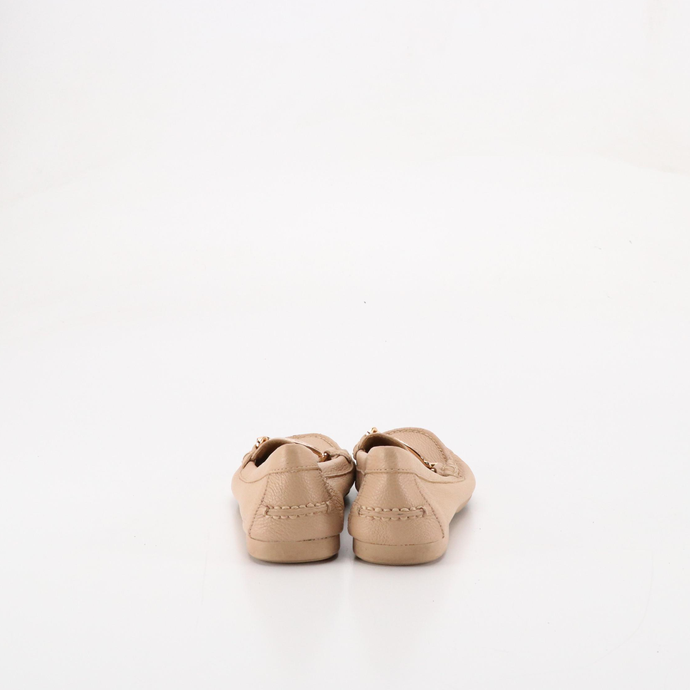 Coach "Olive" Loafers in Beige Grained Leather