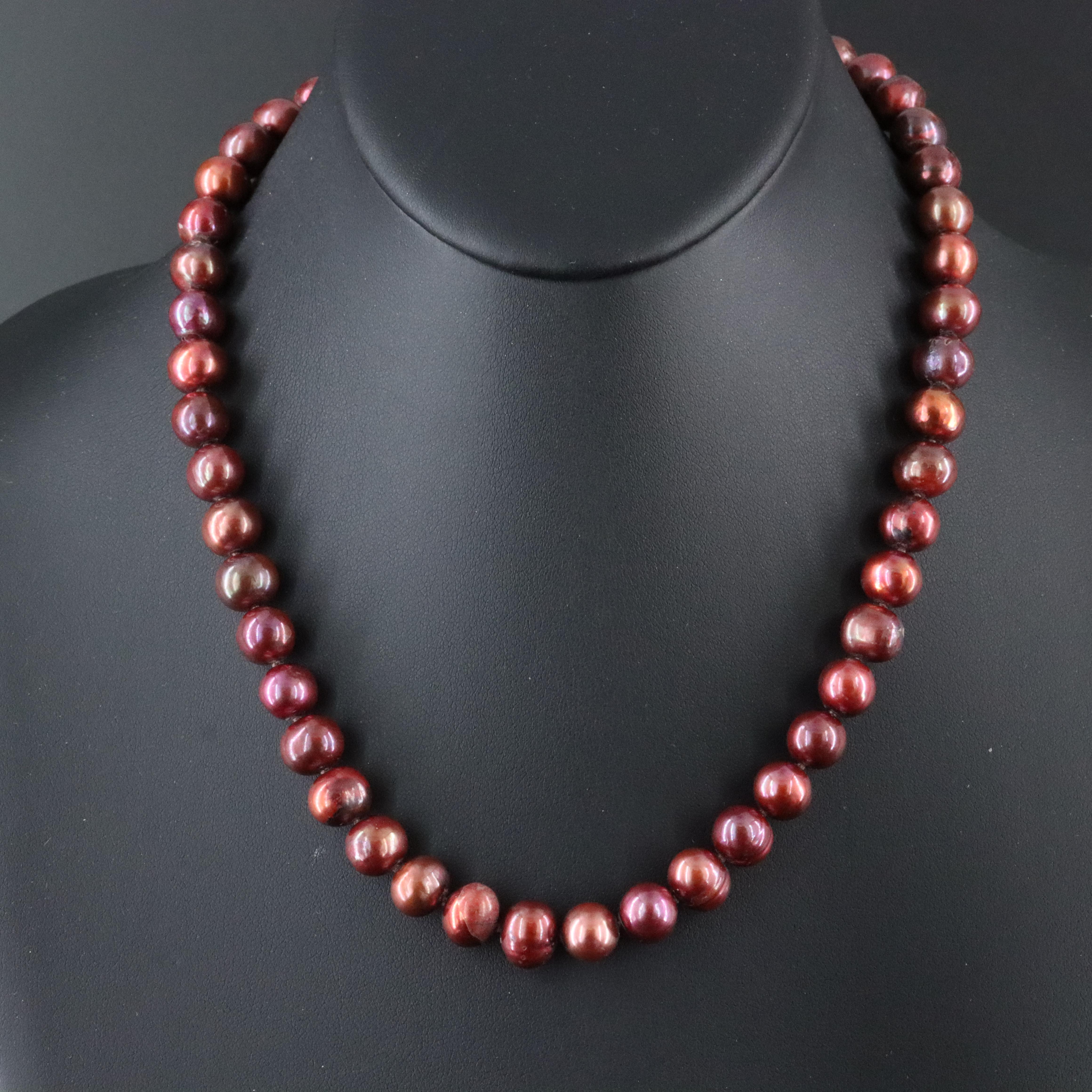 9.75 – 10mm Pearl Beaded Necklace with 14K Clasp
