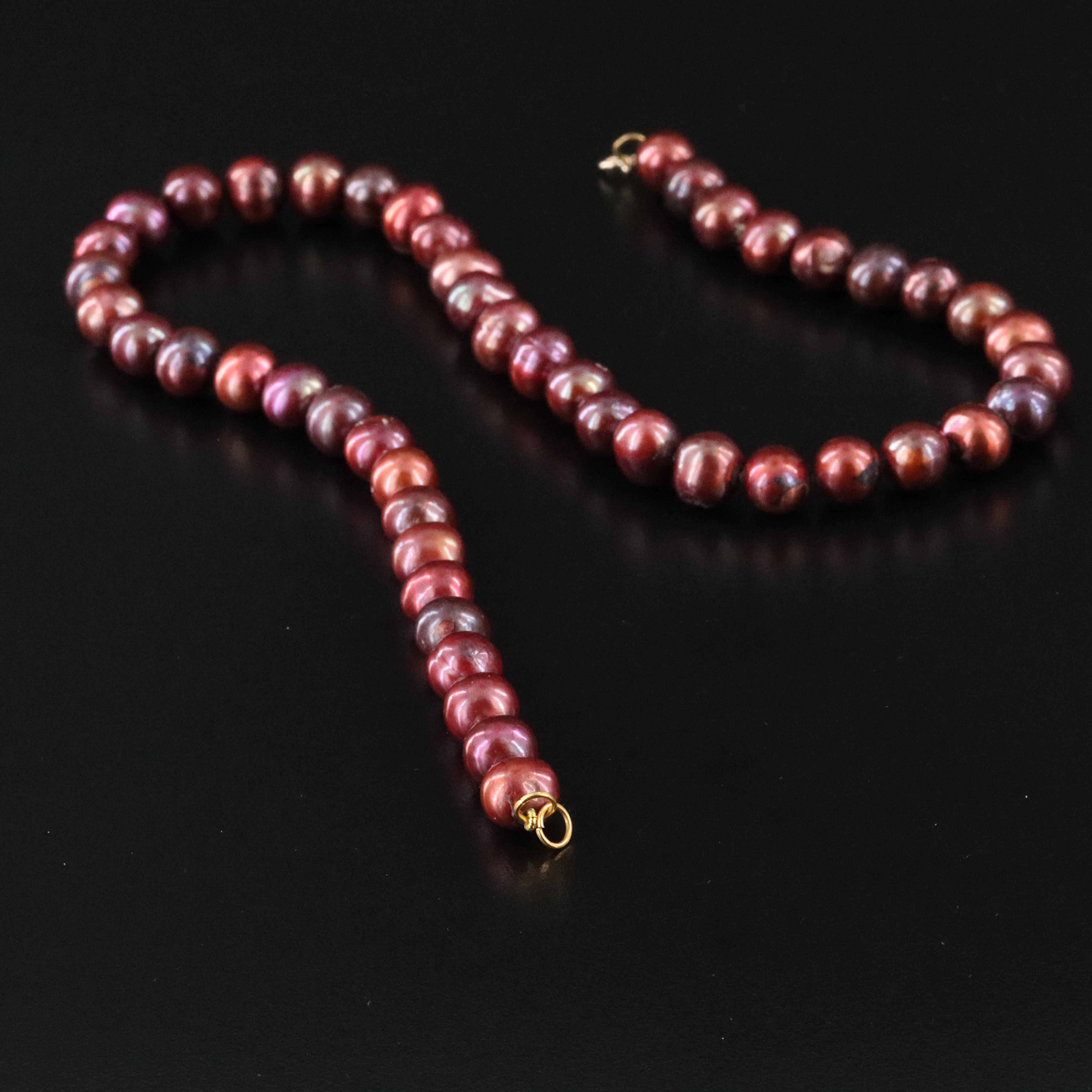 9.75 – 10mm Pearl Beaded Necklace with 14K Clasp