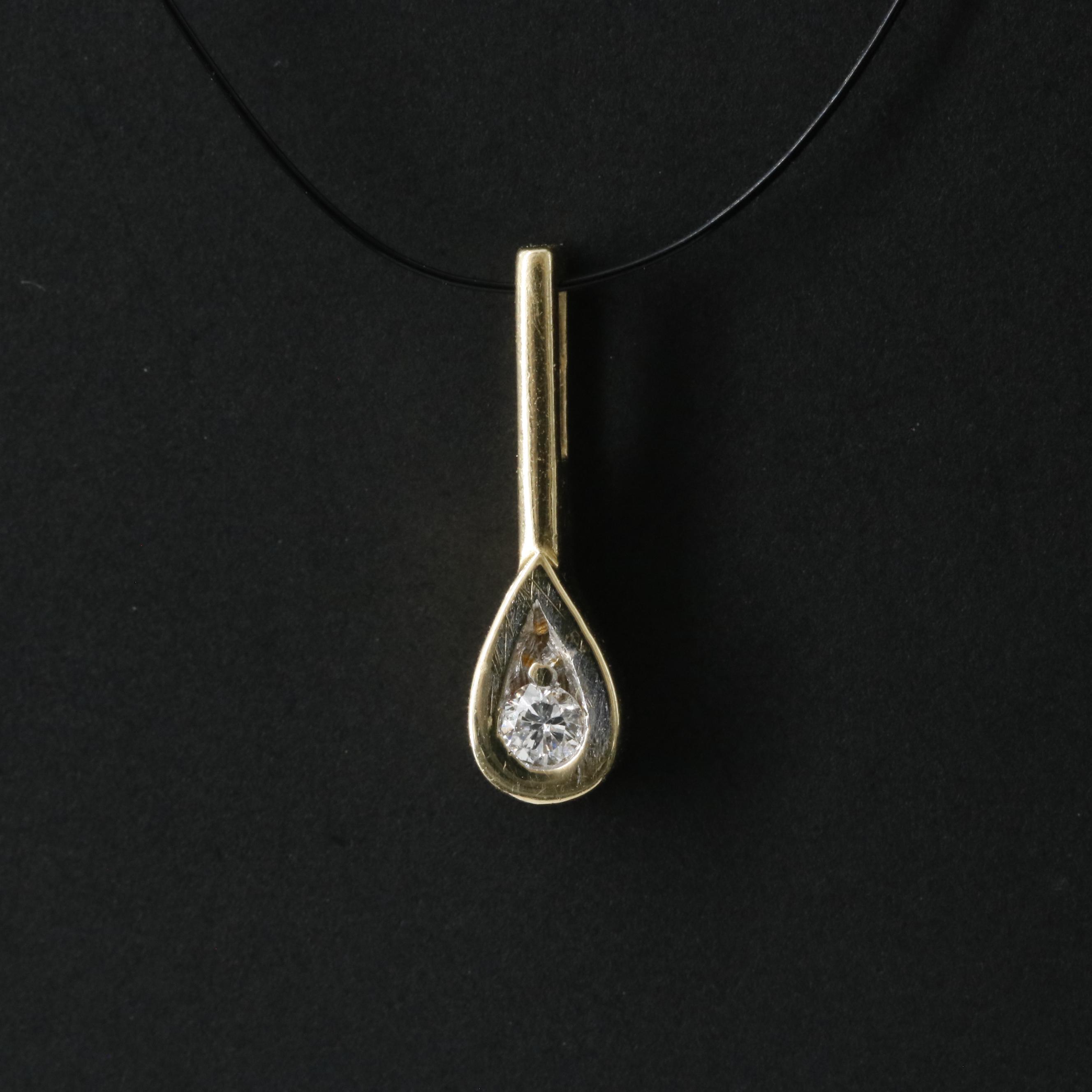 18K 0.02 CT Diamond Drop Pendant
