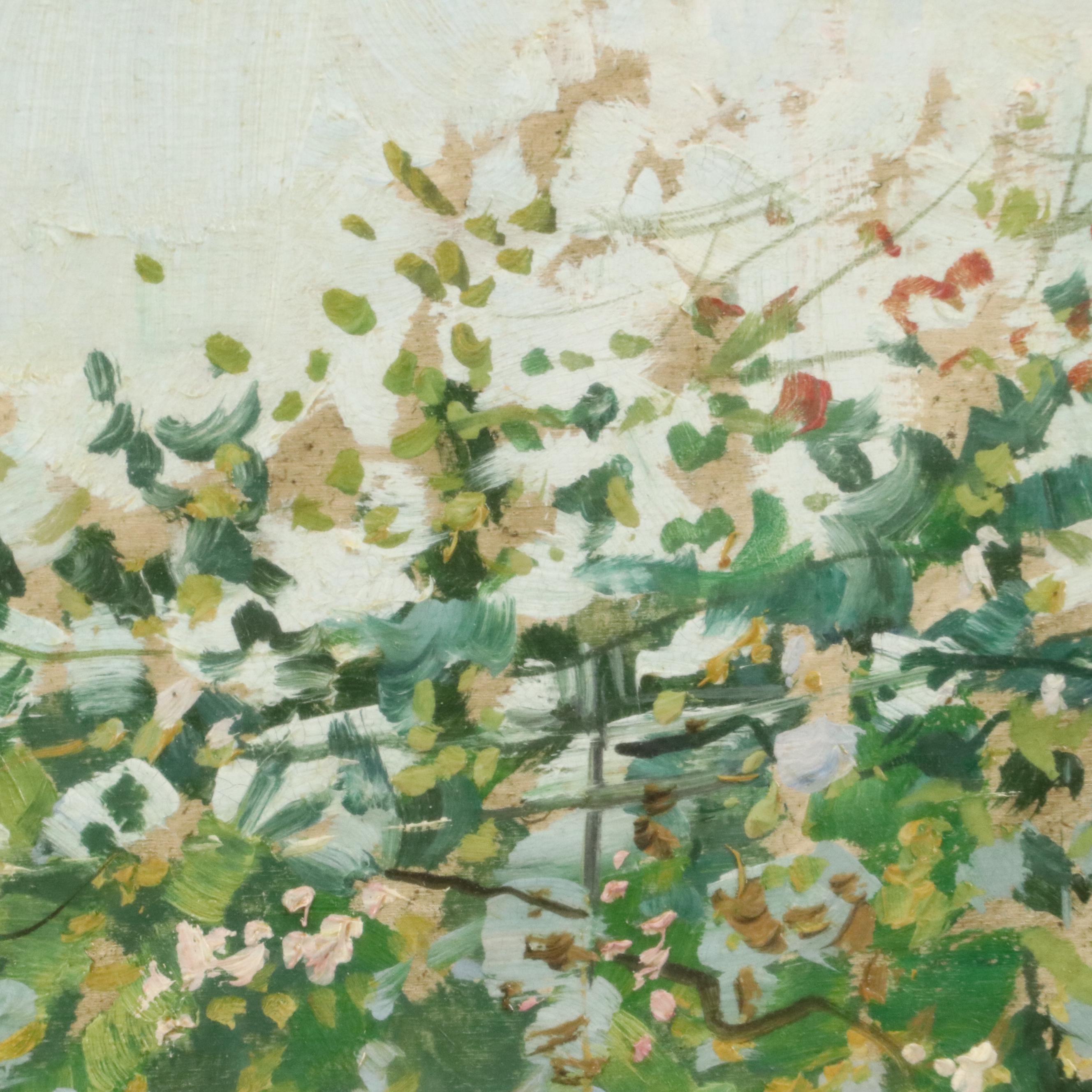 Giuseppe Landi Oil Painting "La Risuolatrice" (The Resoler), 1983