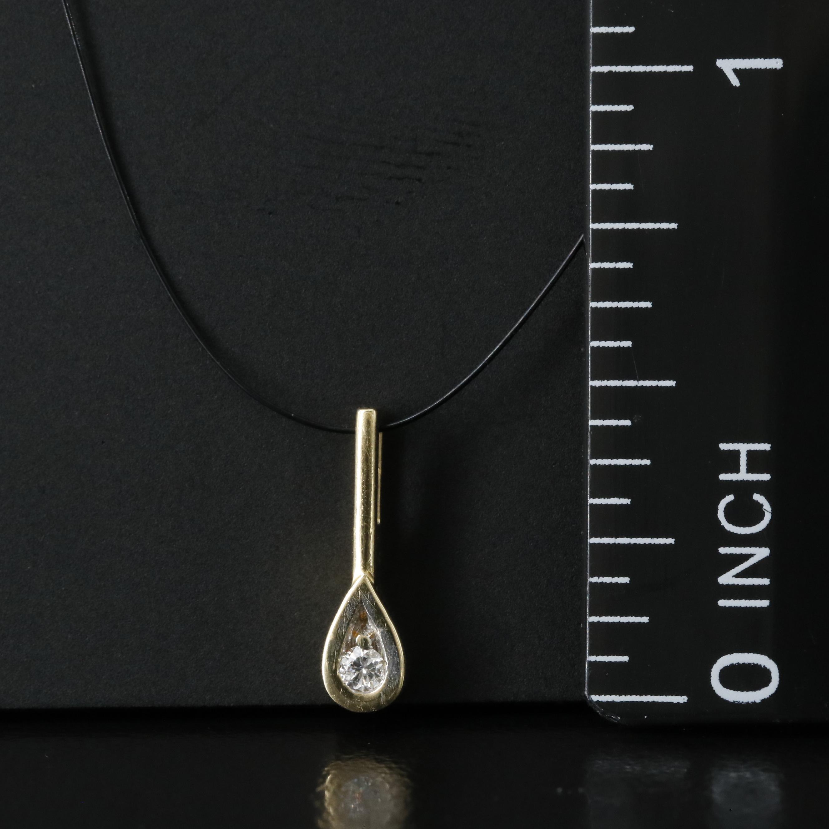 18K 0.02 CT Diamond Drop Pendant