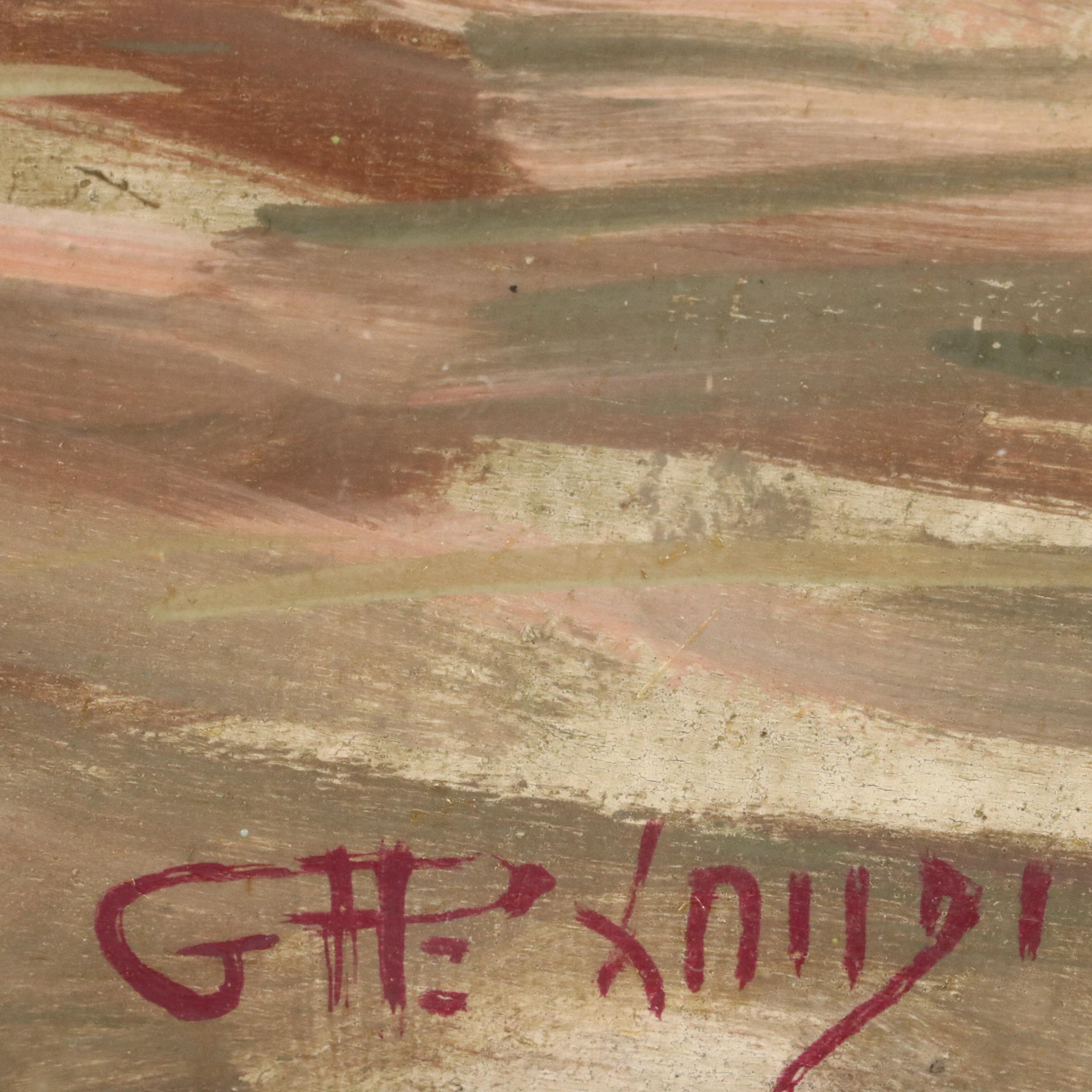 Giuseppe Landi Oil Painting "La Risuolatrice" (The Resoler), 1983