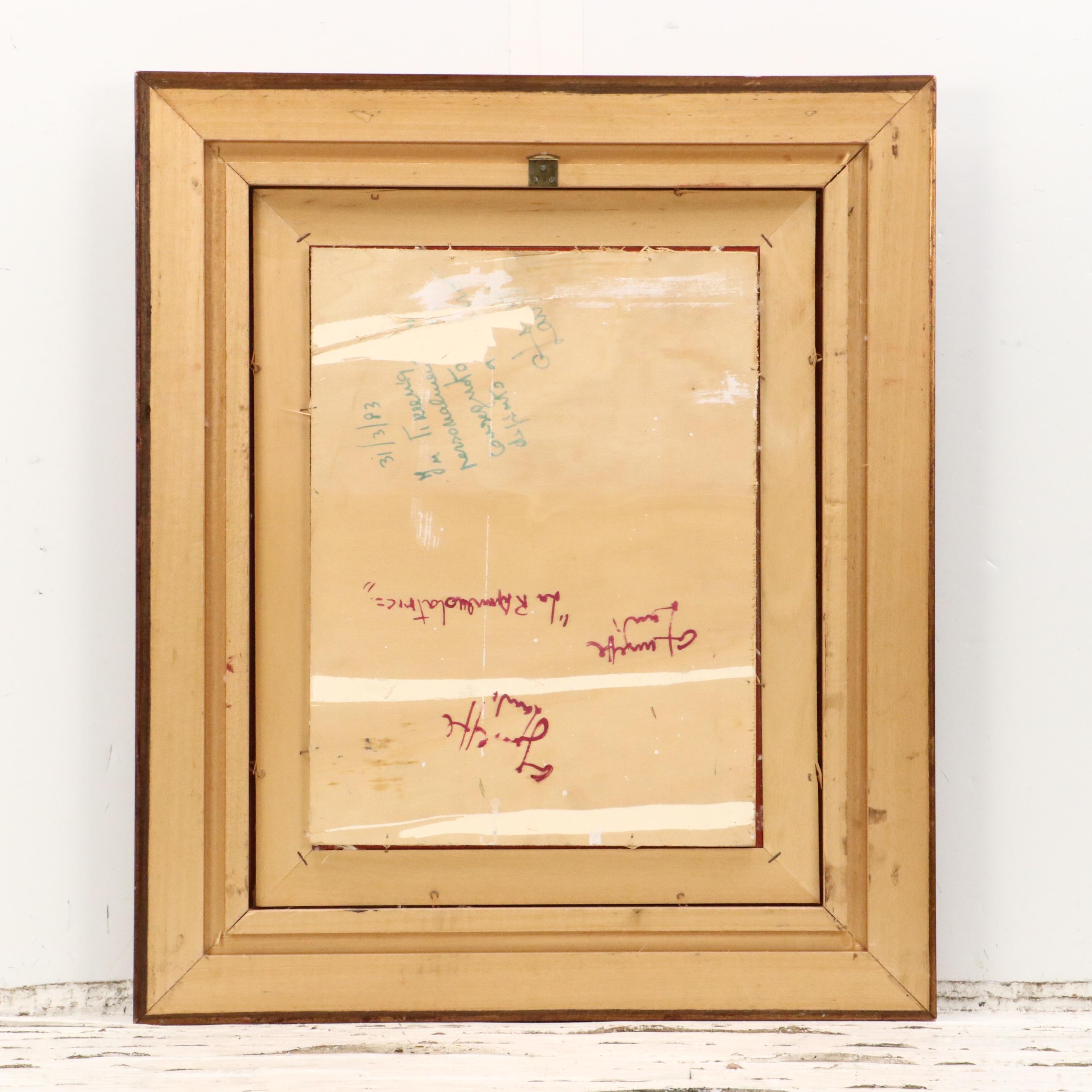 Giuseppe Landi Oil Painting "La Risuolatrice" (The Resoler), 1983