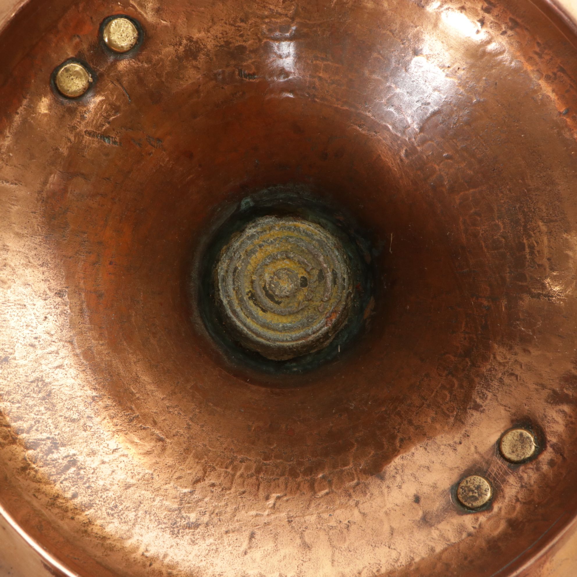 Turkish Style Copper and Brass Brazier with Bird Finial