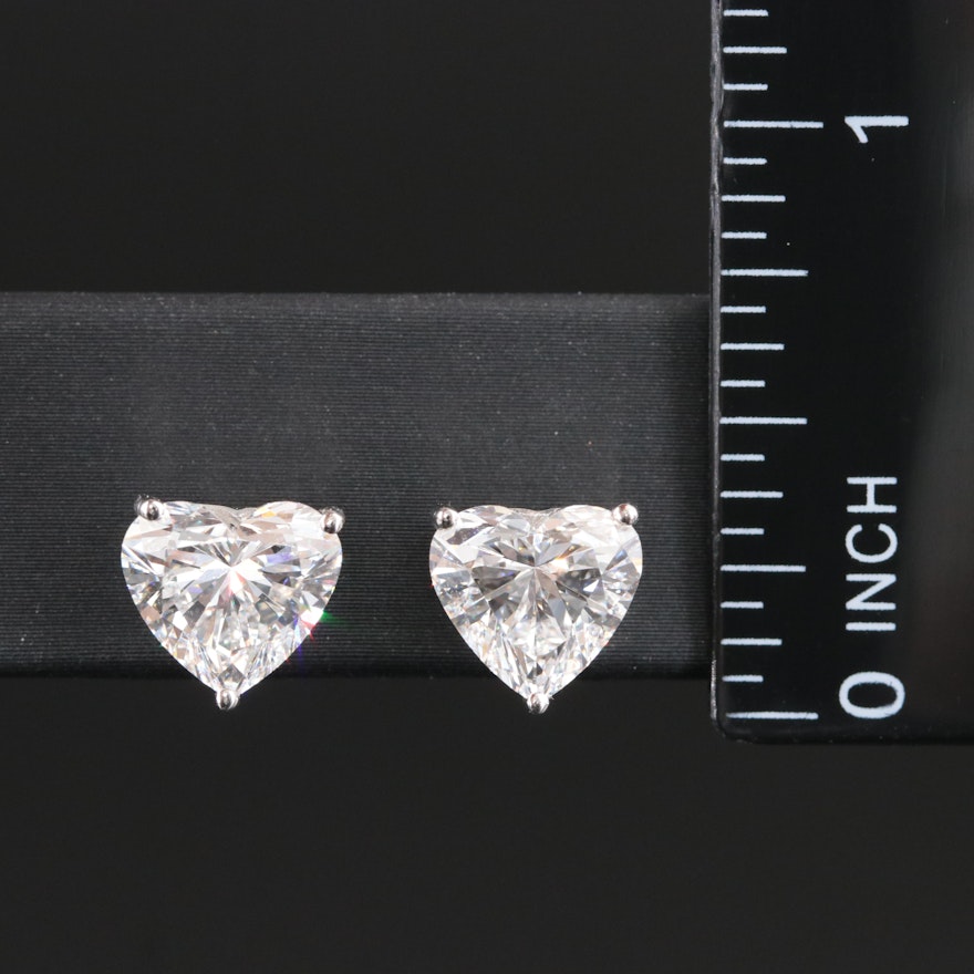 Platinum 4.67 CTW Lab Grown Diamond Heart Stud Earrings with IGI ...