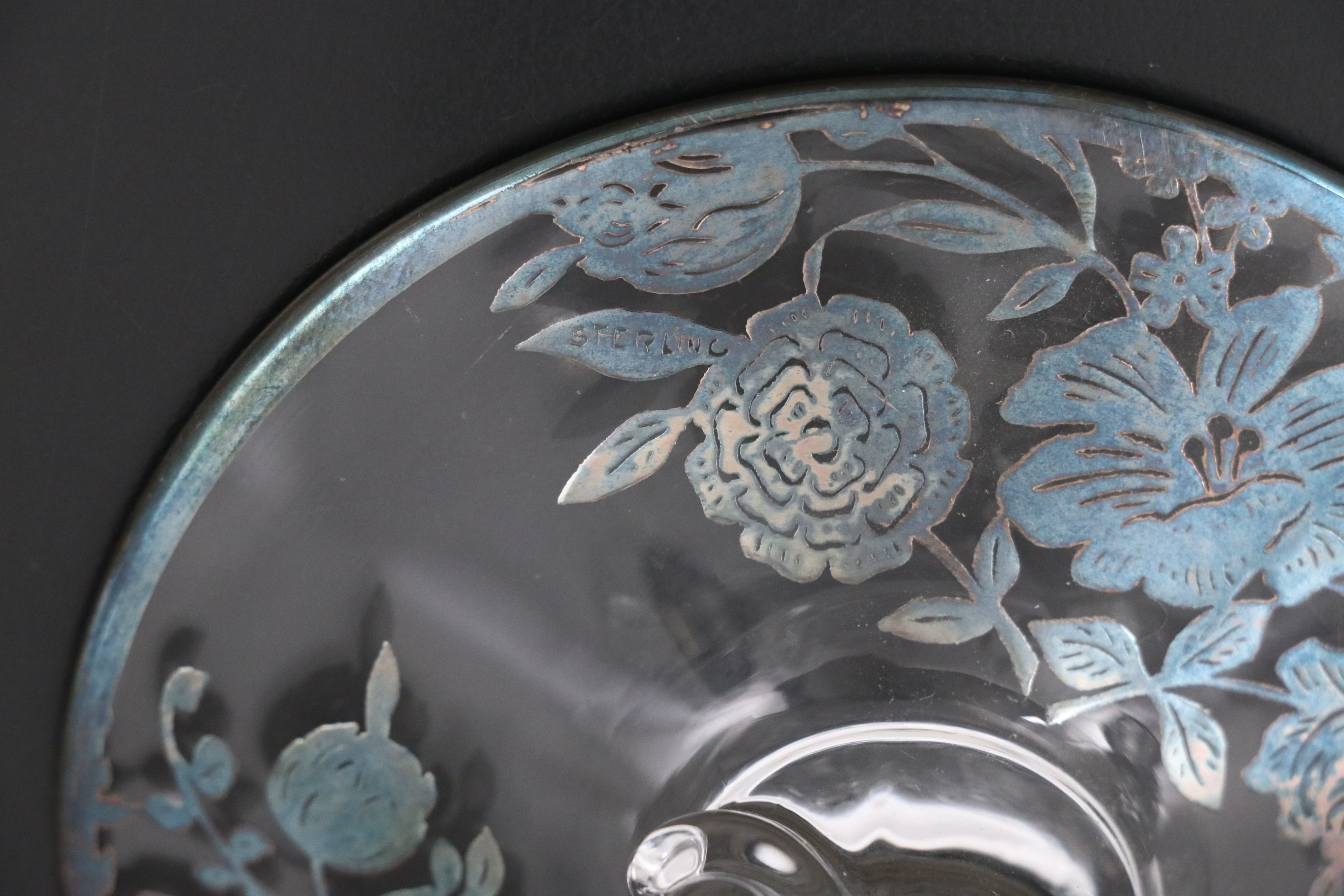 Art Deco Style Glass with Silver Overlay Table Accessories with Serving Utentils