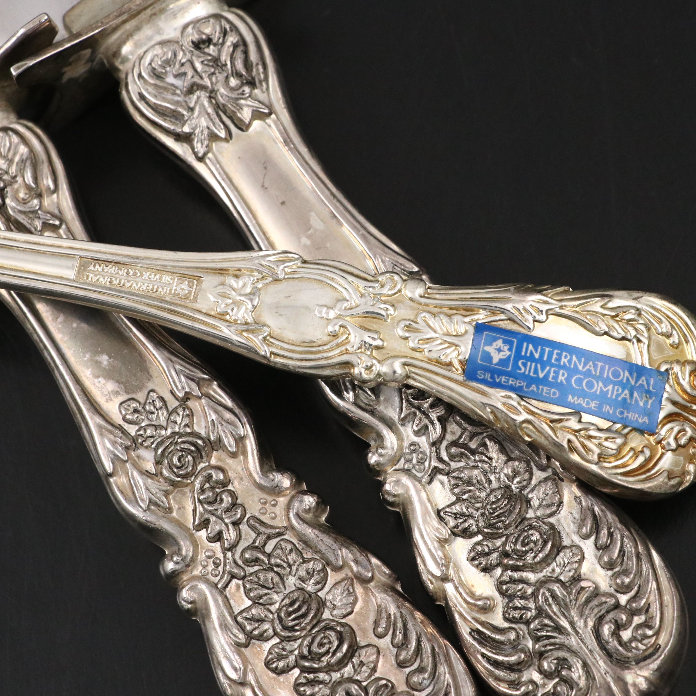 Art Deco Style Glass with Silver Overlay Table Accessories with Serving Utentils