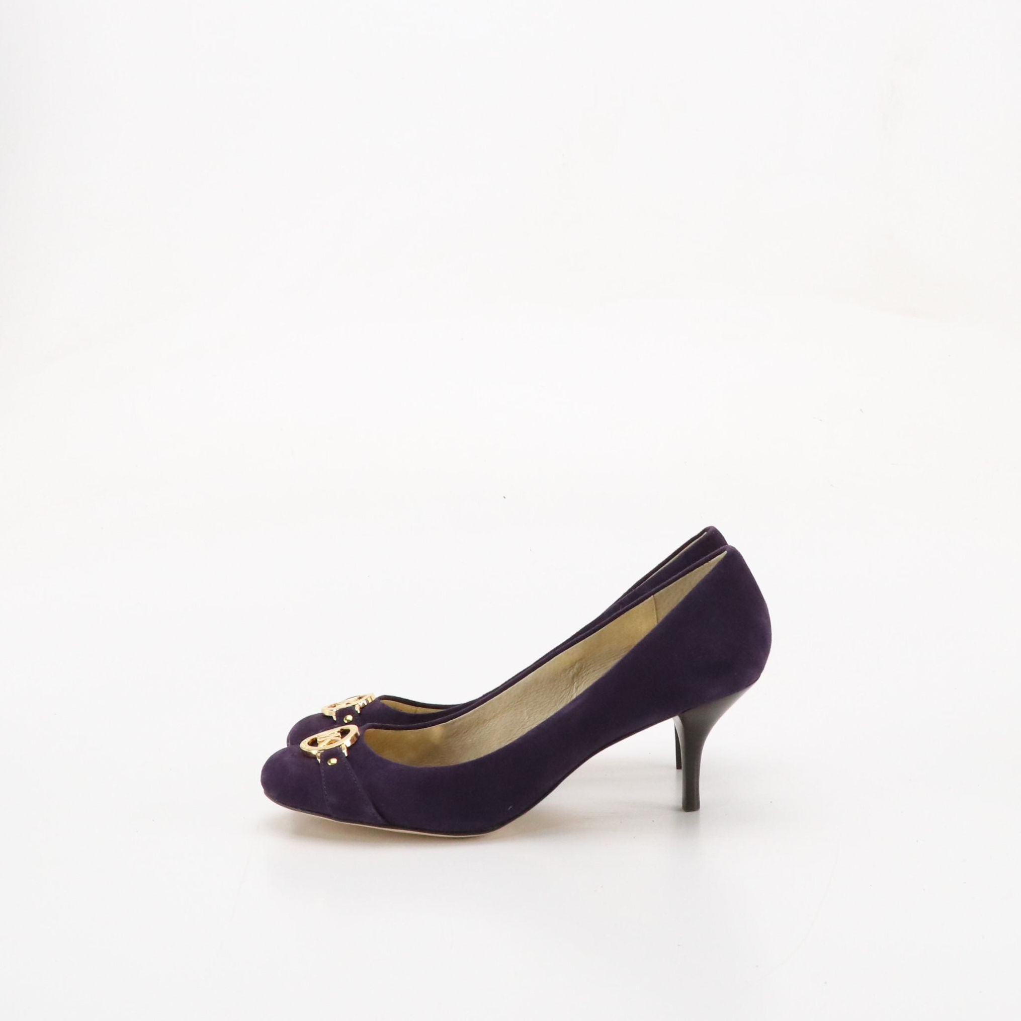 MICHAEL Michael Kors Purple Suede Pumps with Monogram Medallion