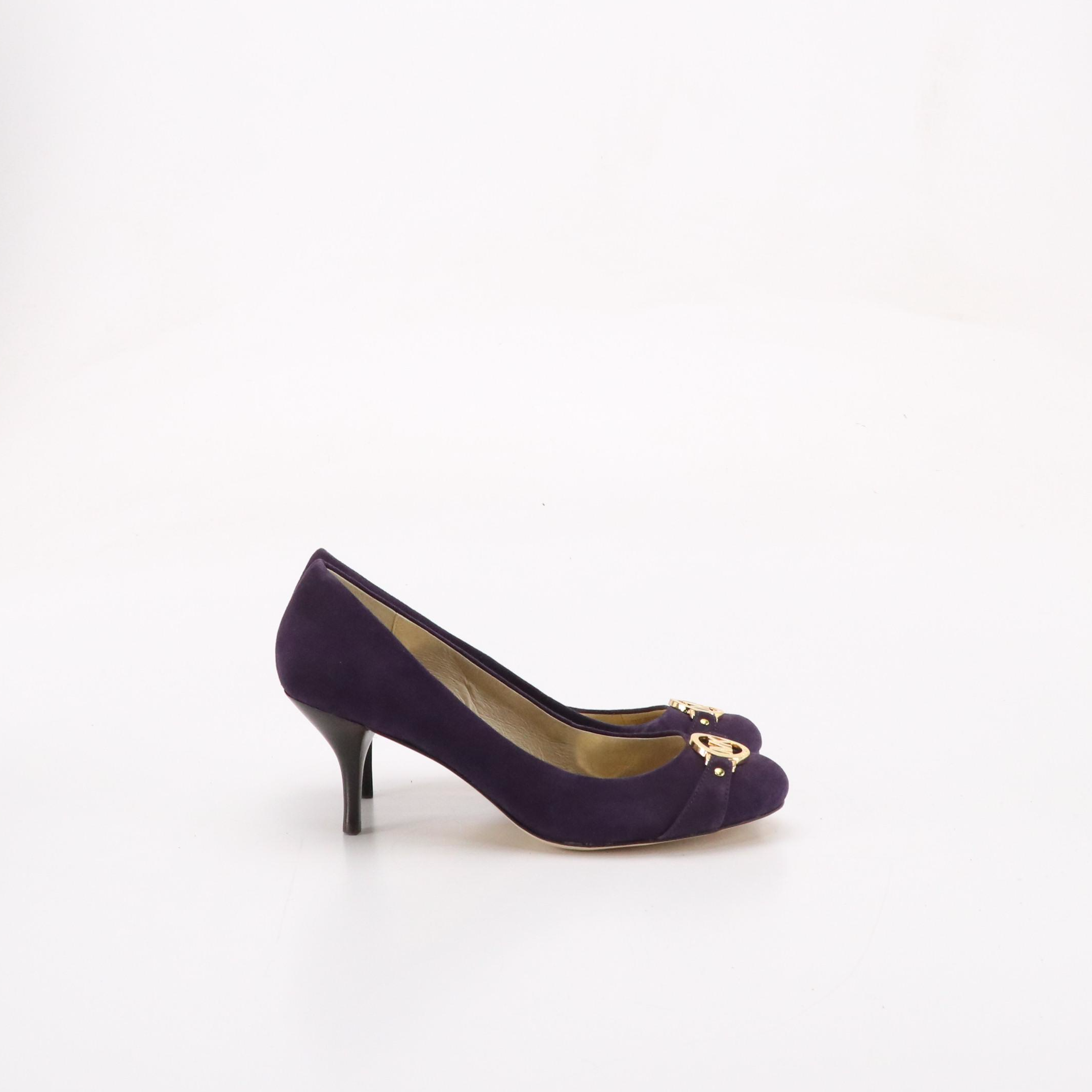 MICHAEL Michael Kors Purple Suede Pumps with Monogram Medallion