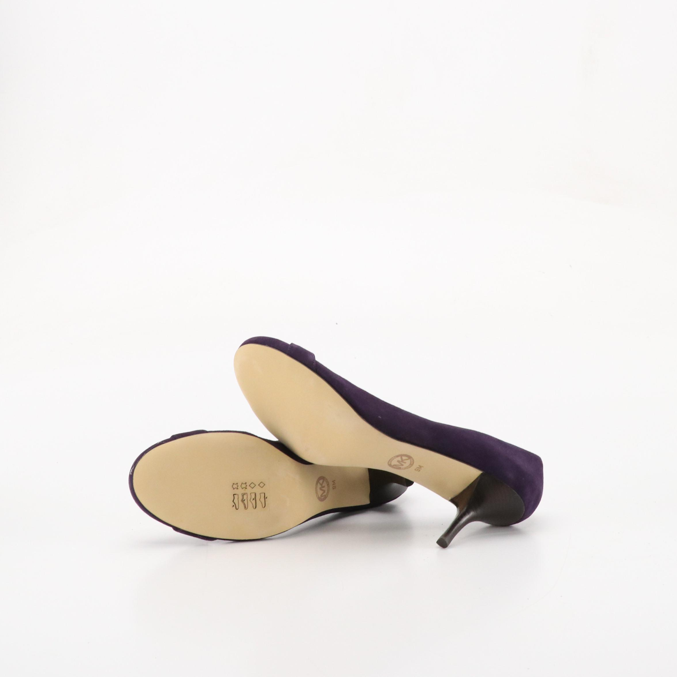 MICHAEL Michael Kors Purple Suede Pumps with Monogram Medallion