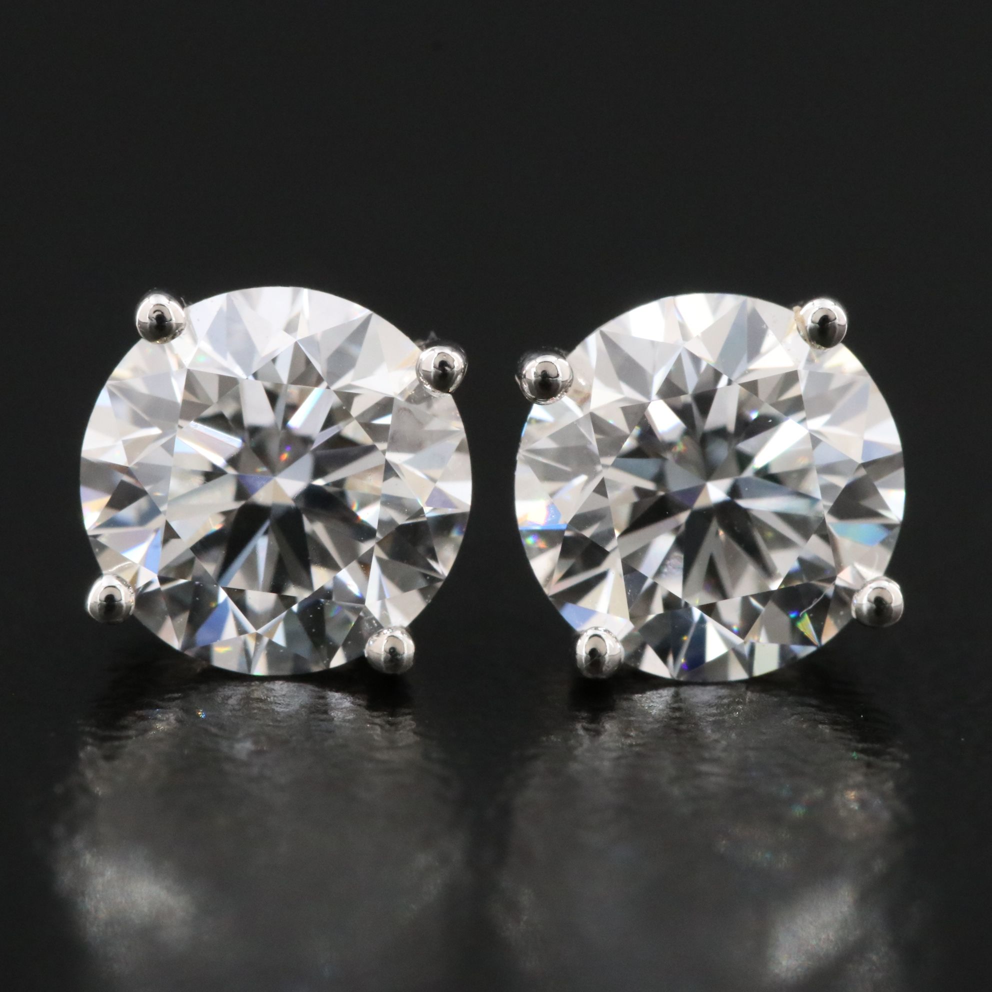 Platinum 2.16 CTW Lab Grown Diamond Solitaire Stud Earrings with IGI Reports