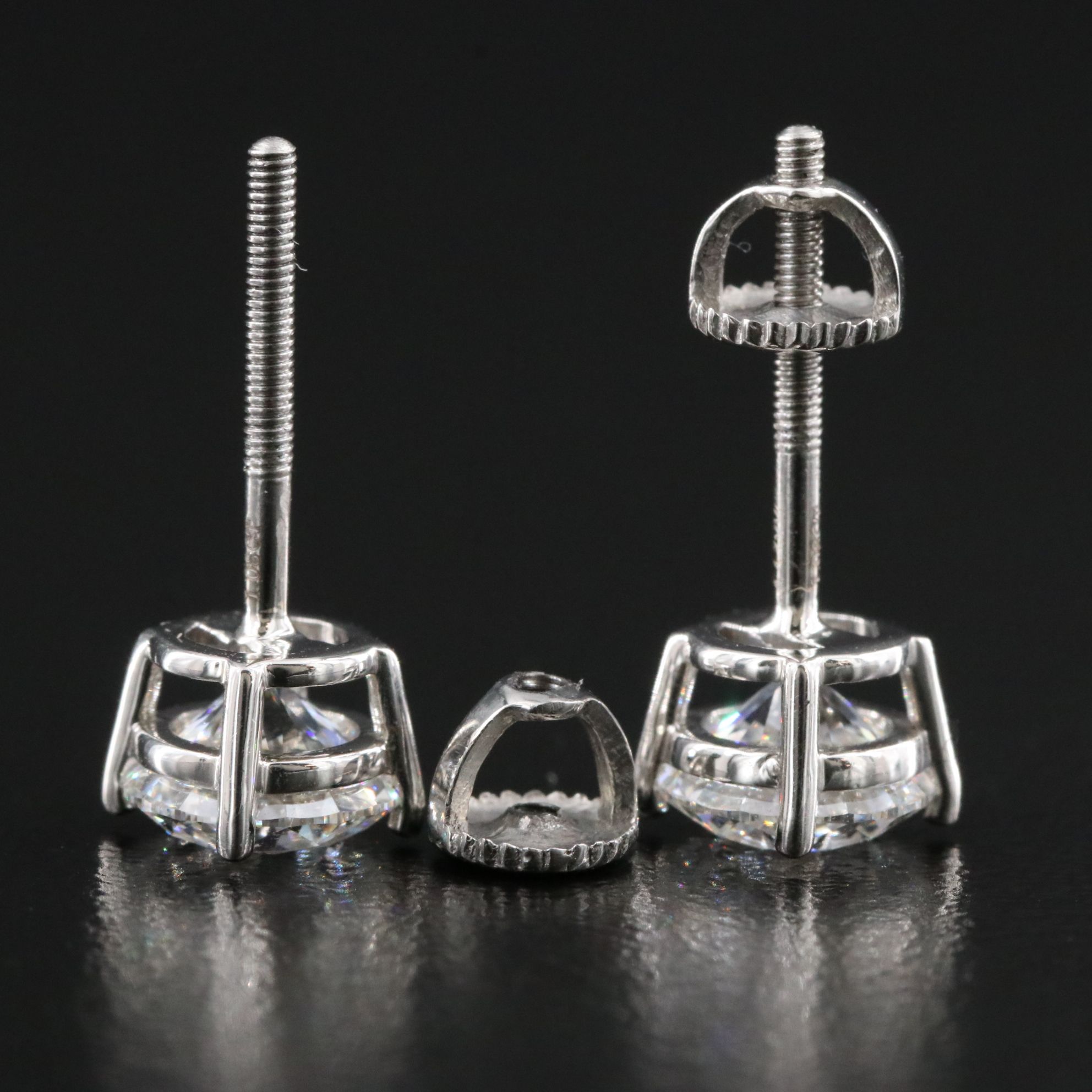 Platinum 2.16 CTW Lab Grown Diamond Solitaire Stud Earrings with IGI Reports