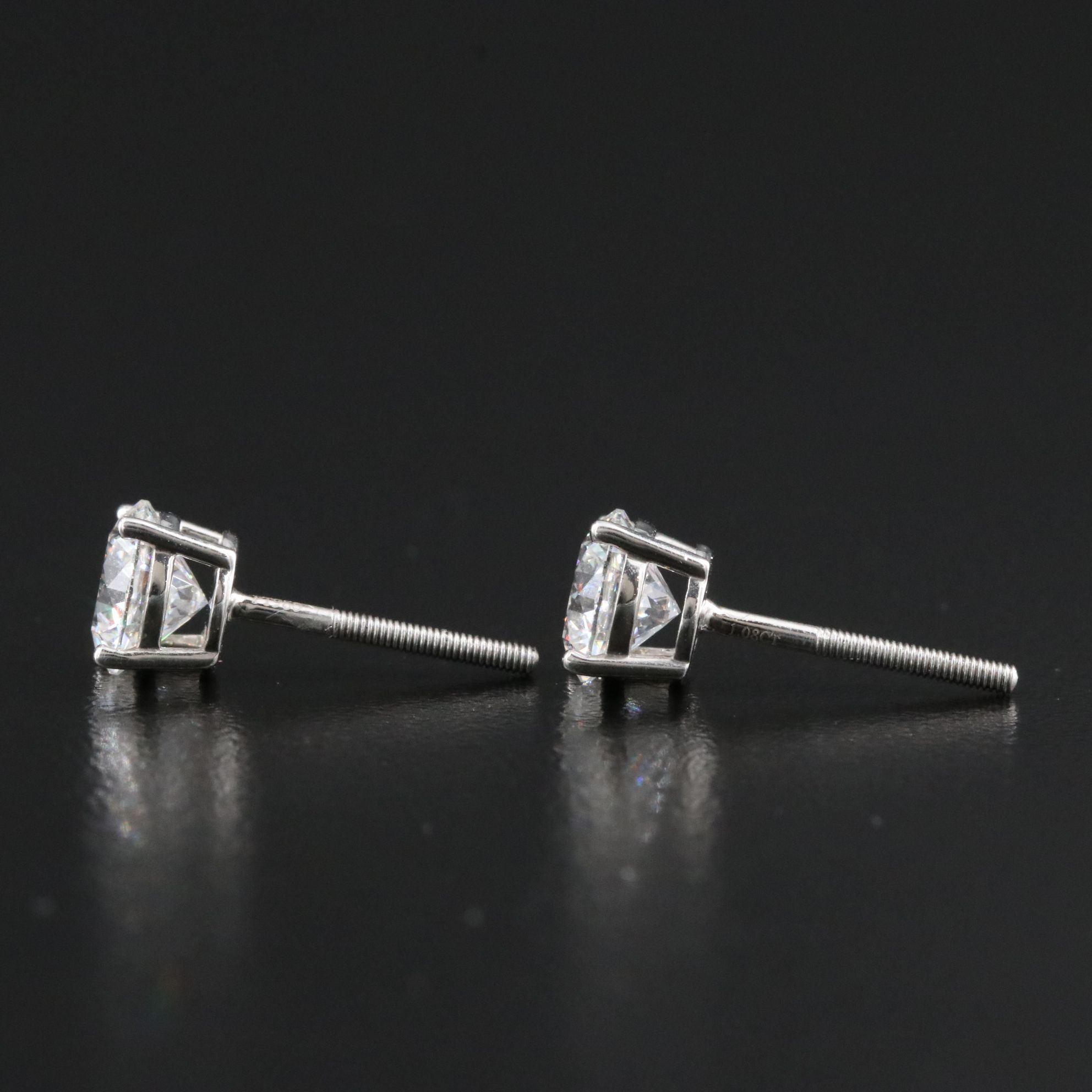 Platinum 2.16 CTW Lab Grown Diamond Solitaire Stud Earrings with IGI Reports