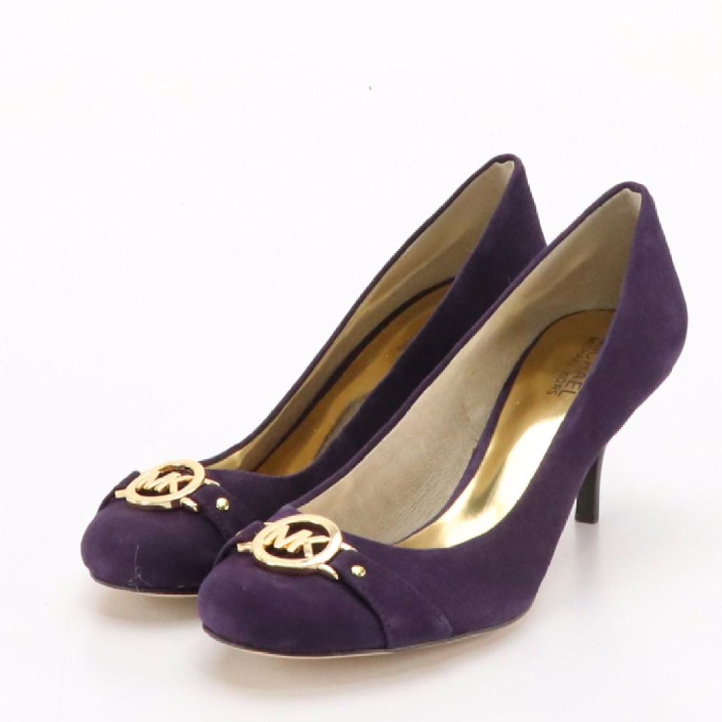 MICHAEL Michael Kors Purple Suede Pumps with Monogram Medallion