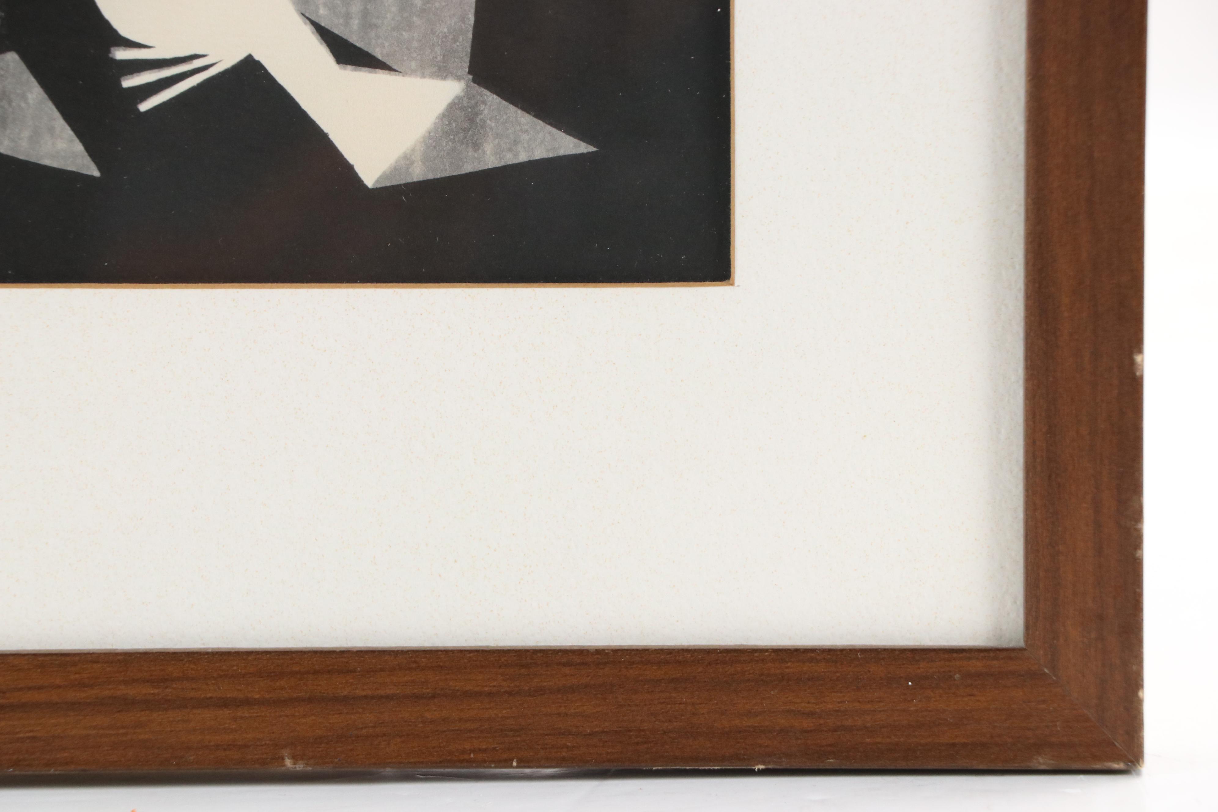 Kaoru Kawano Woodblock "Doves and Girl," 1950