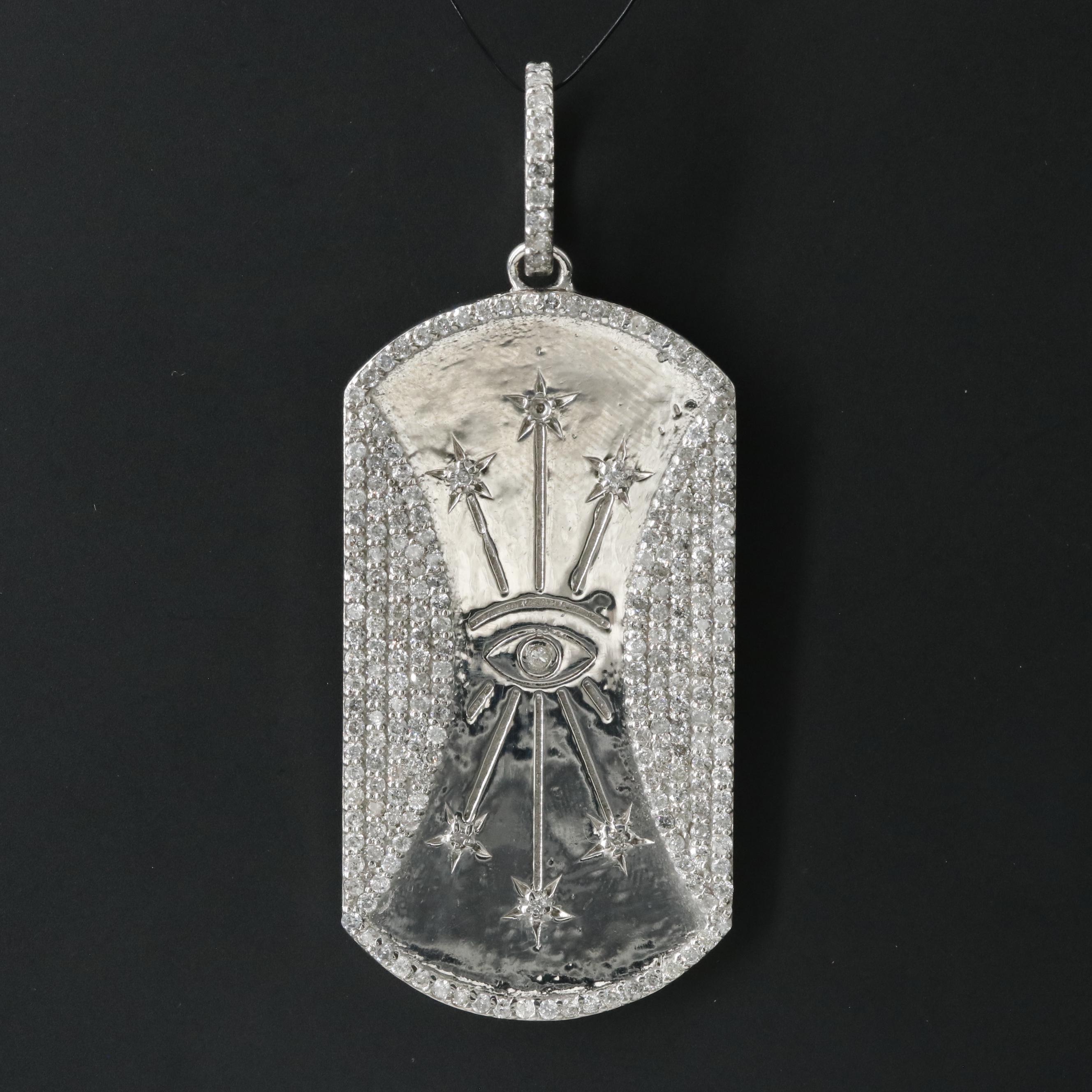 Sheryl Lowe Sterling Diamond Dog Tag Pendant