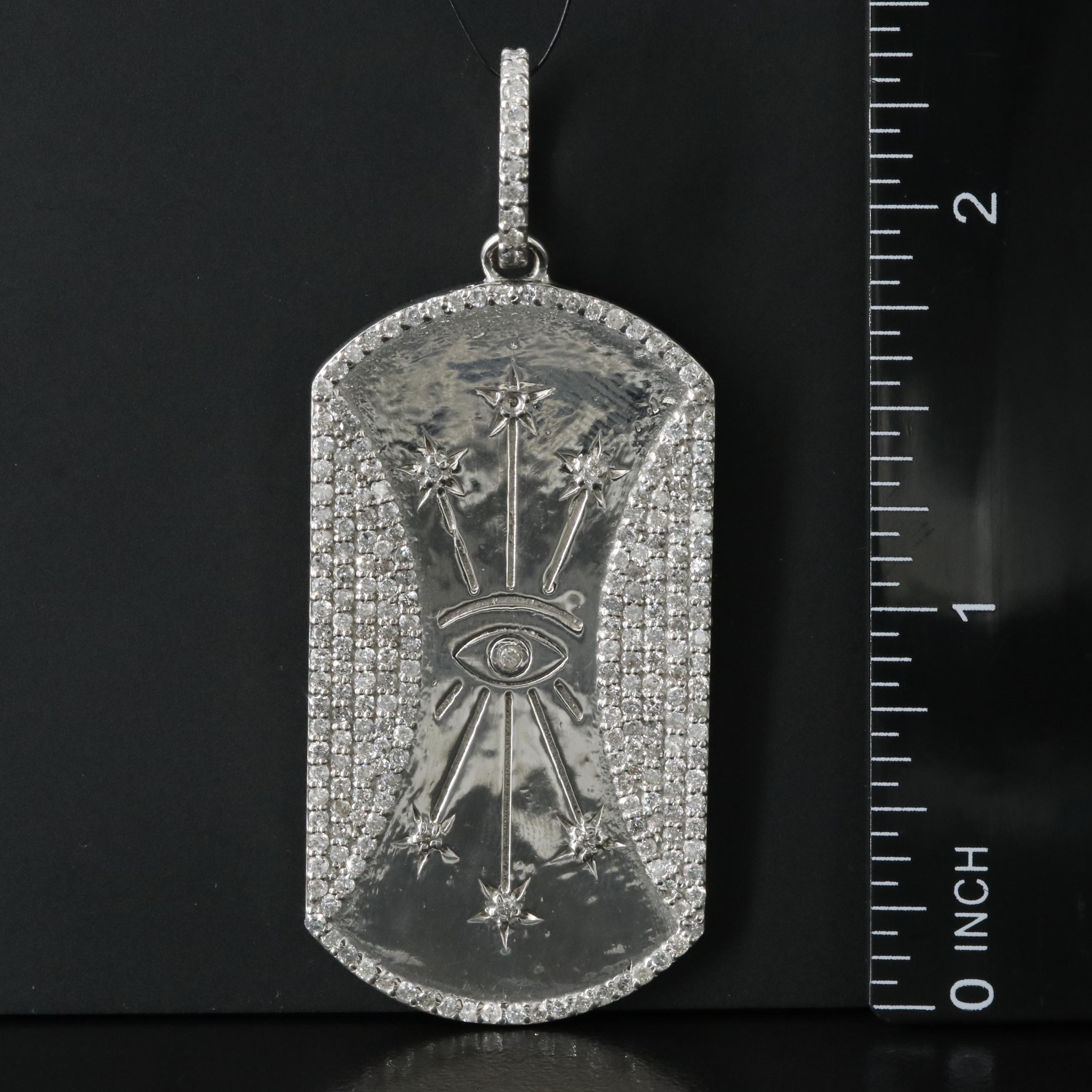 Sheryl Lowe Sterling Diamond Dog Tag Pendant