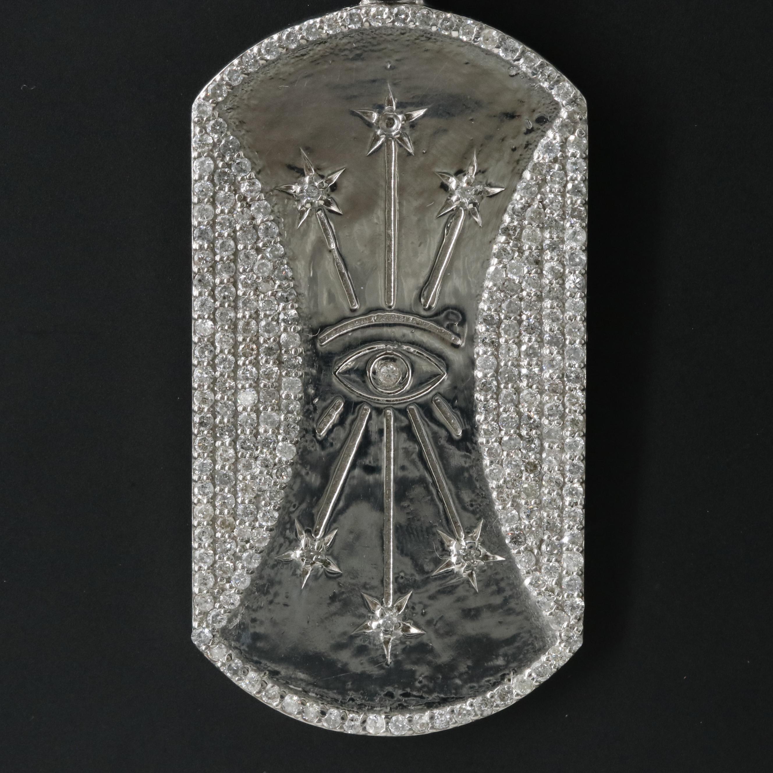 Sheryl Lowe Sterling Diamond Dog Tag Pendant