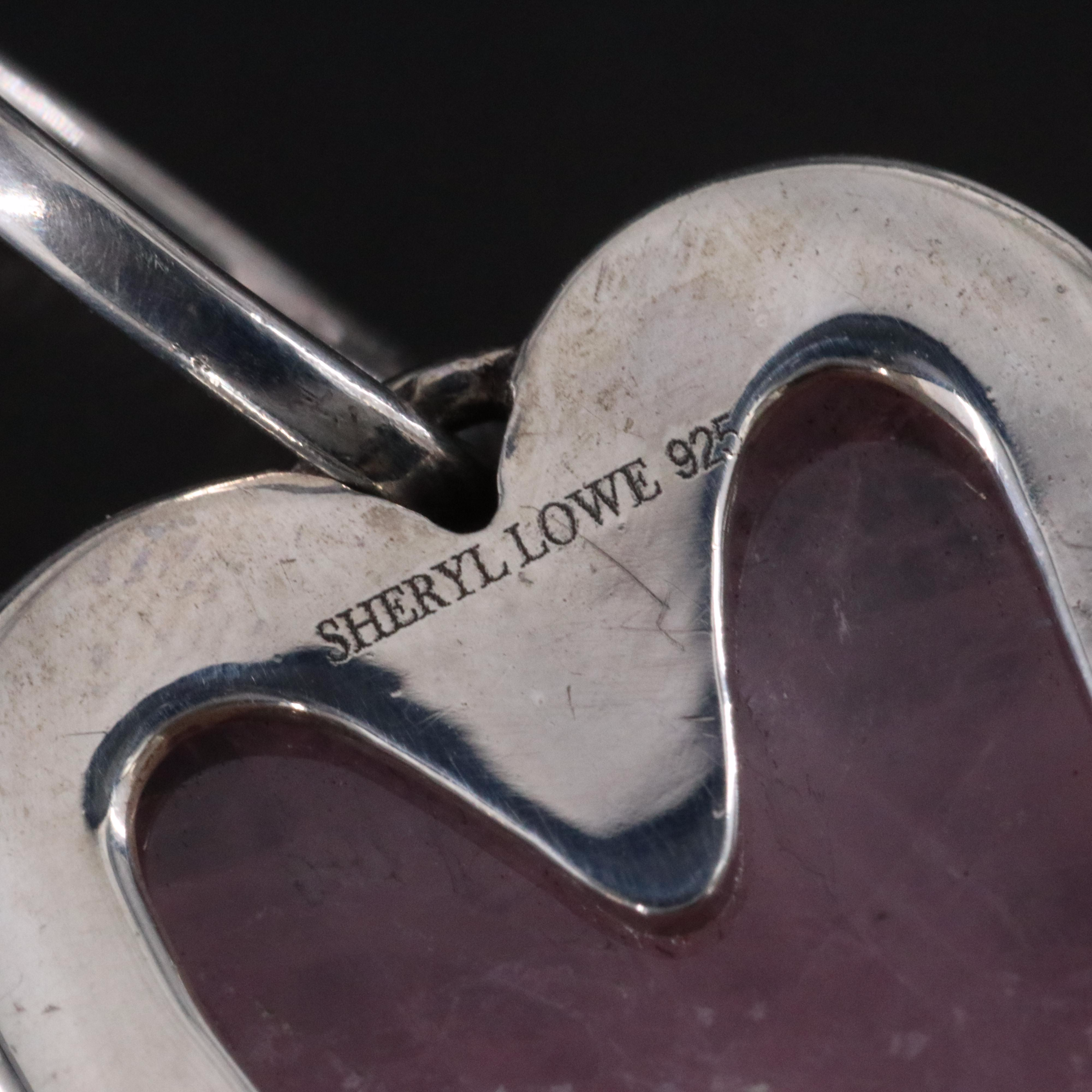 Sheryl Lowe Sterling Rose Quartz and Diamond Heart Pendant