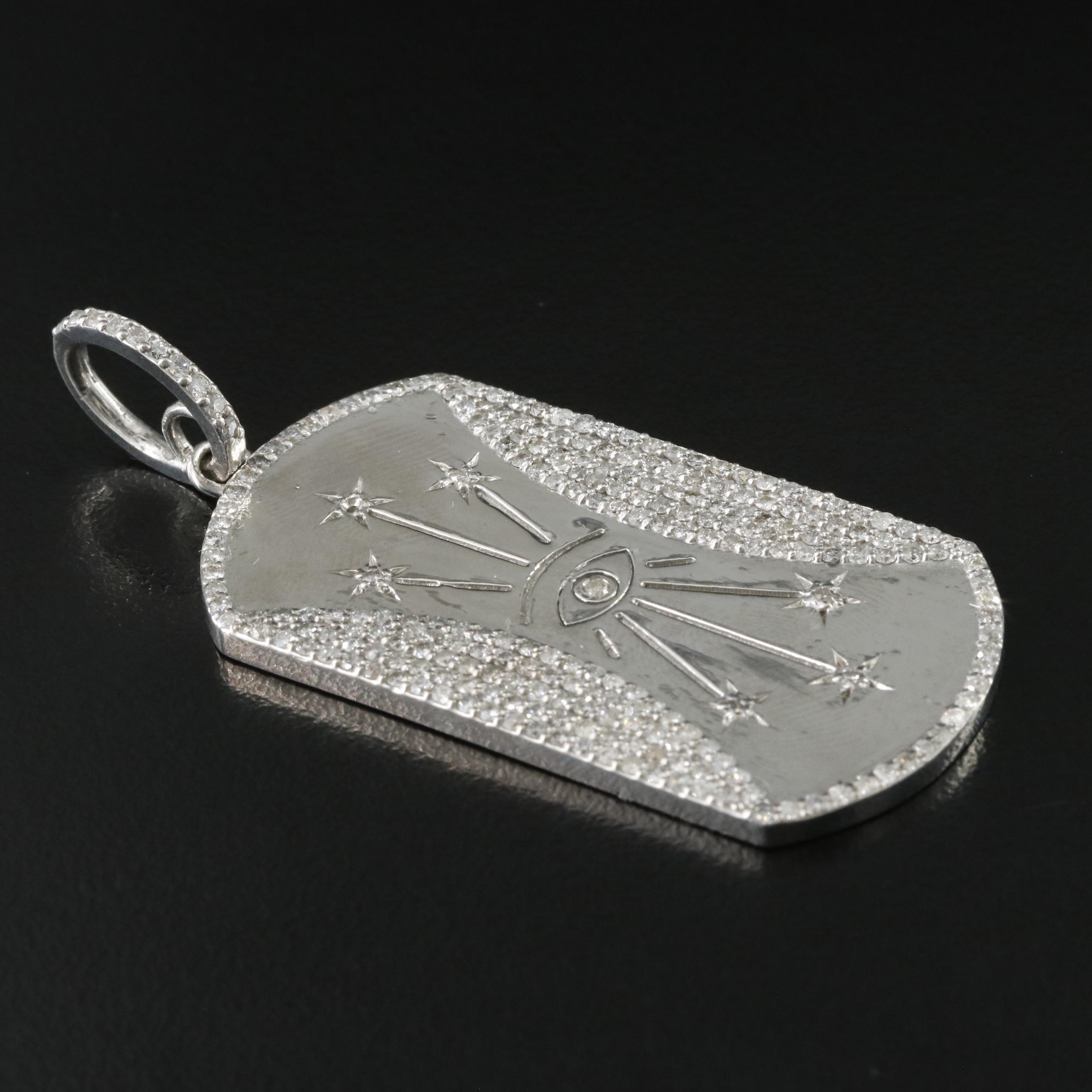 Sheryl Lowe Sterling Diamond Dog Tag Pendant