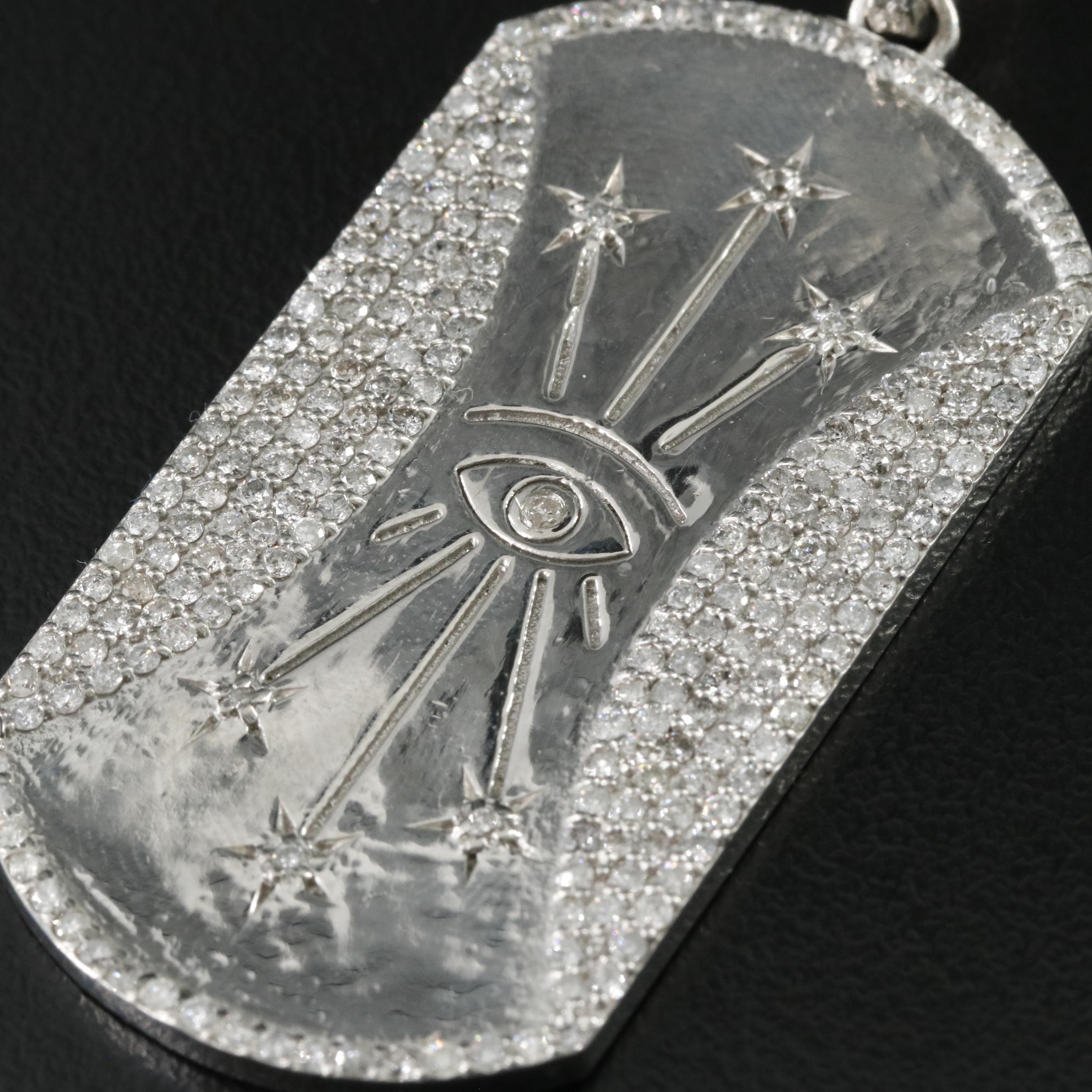 Sheryl Lowe Sterling Diamond Dog Tag Pendant