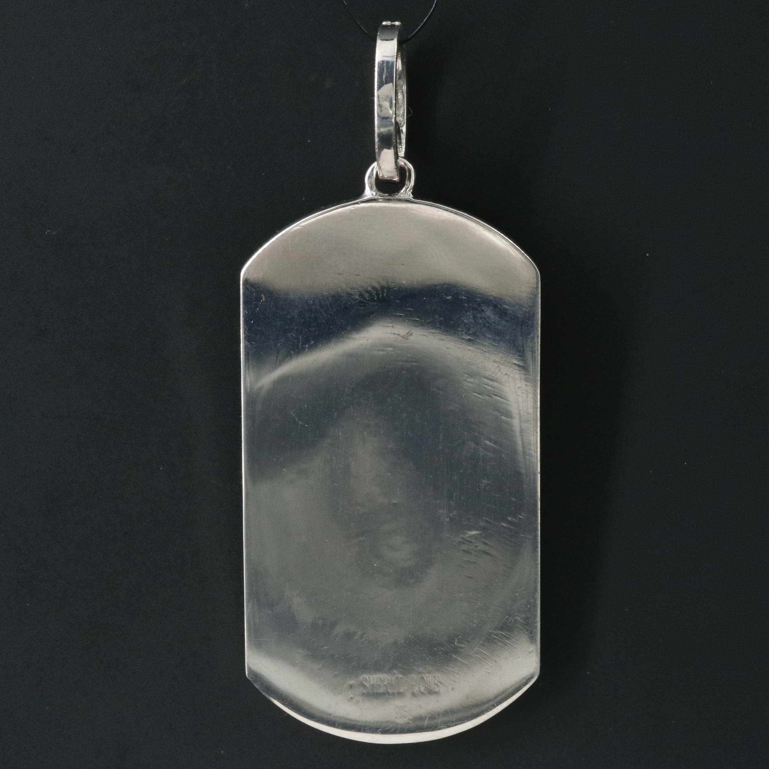 Sheryl Lowe Sterling Diamond Dog Tag Pendant