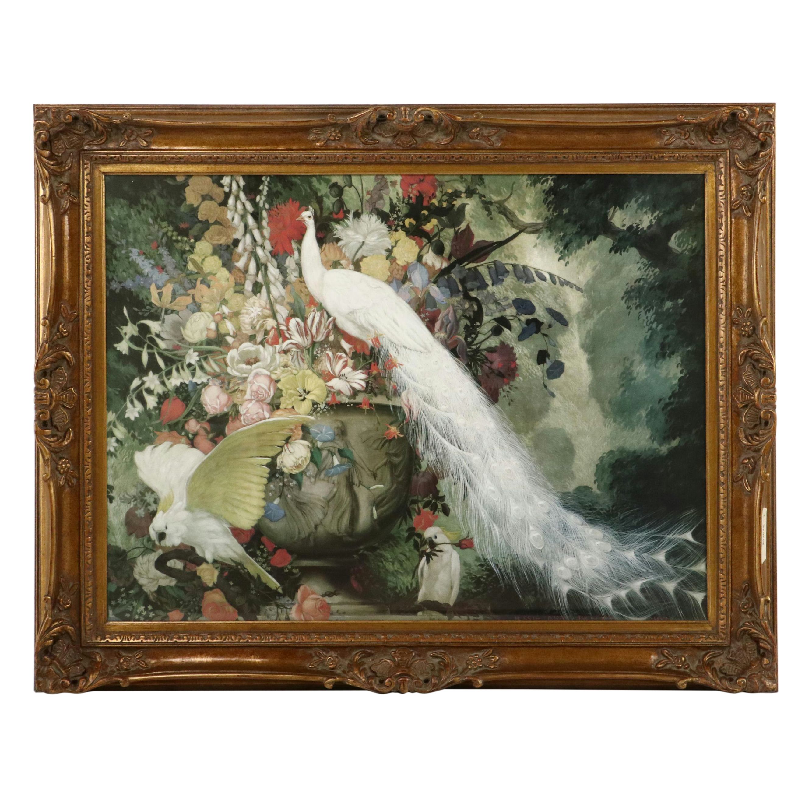 Offset Lithograph After Jesse Arms Botke "The White Peacock"