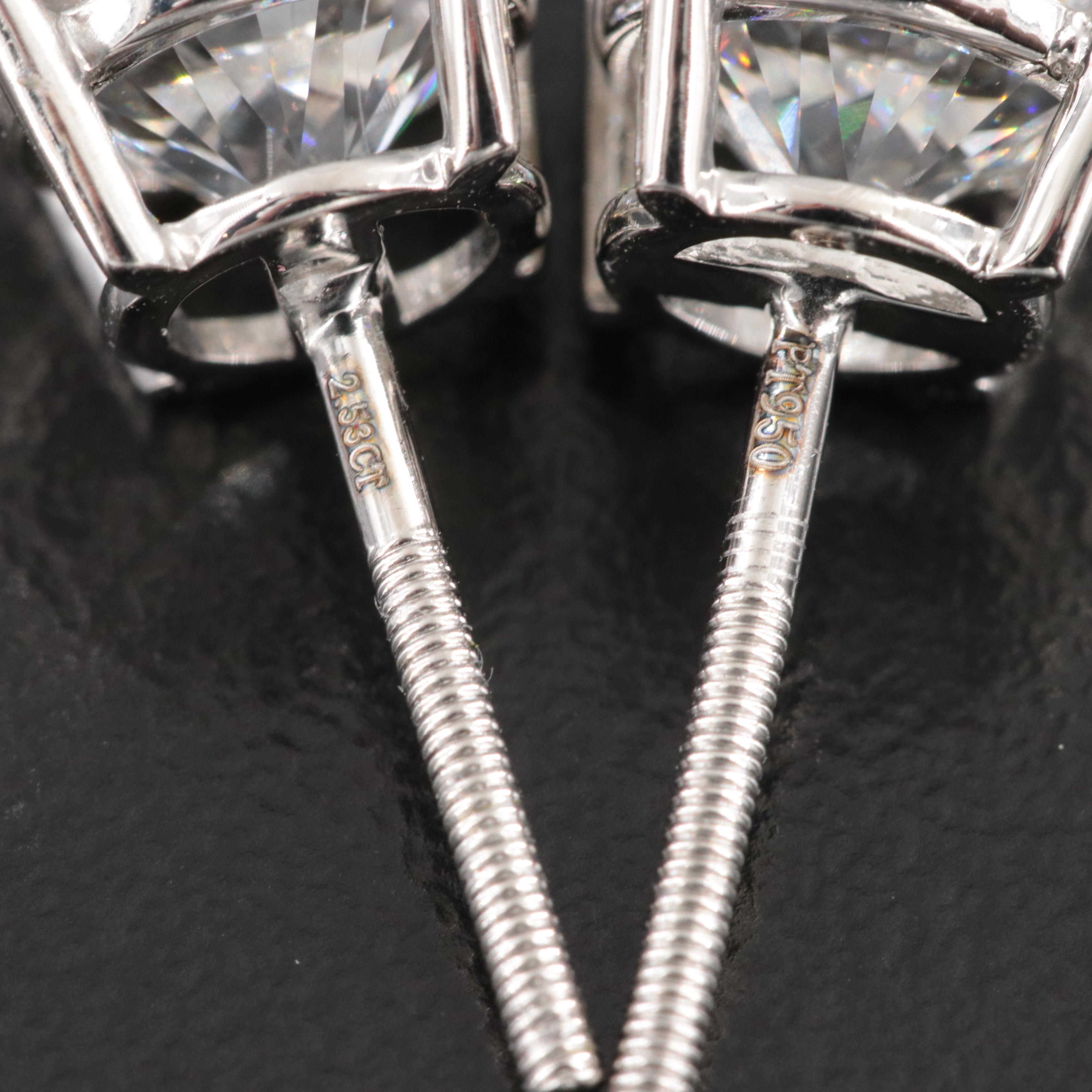 Platinum 5.07 CTW Lab Grown Diamond Stud Earrings with IGI Reports