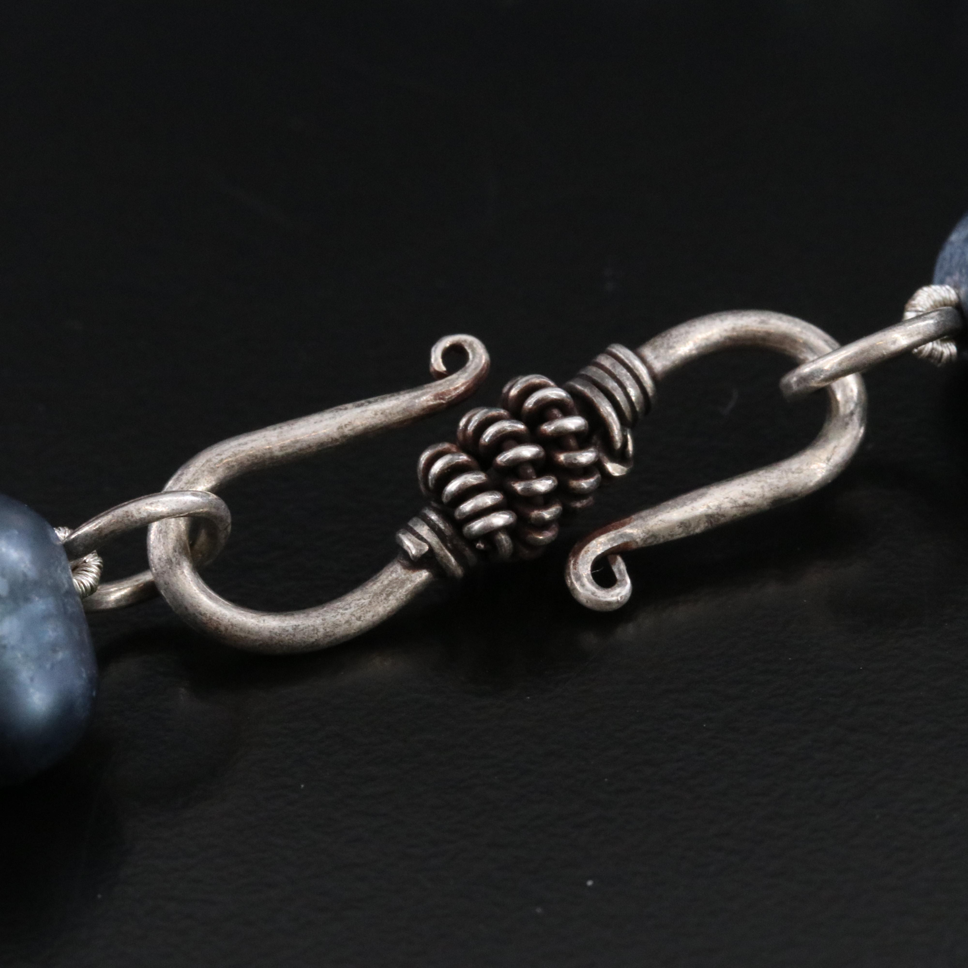 Pearl and Carved Jadeite Scorpion Necklace with Sterling Clasp