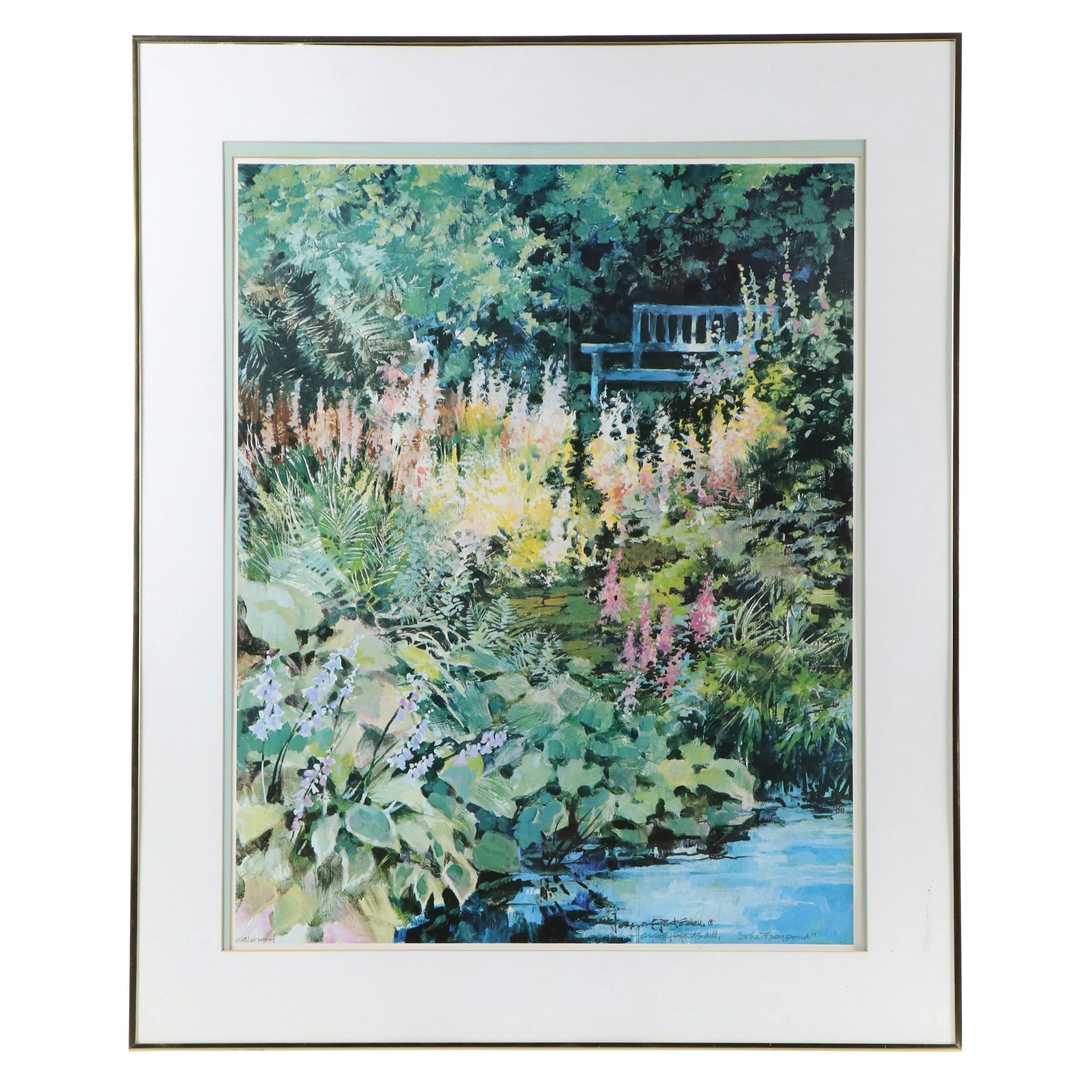 Josie van Gent Edell Offset Lithograph "The Frog Pond," Late 20th Century