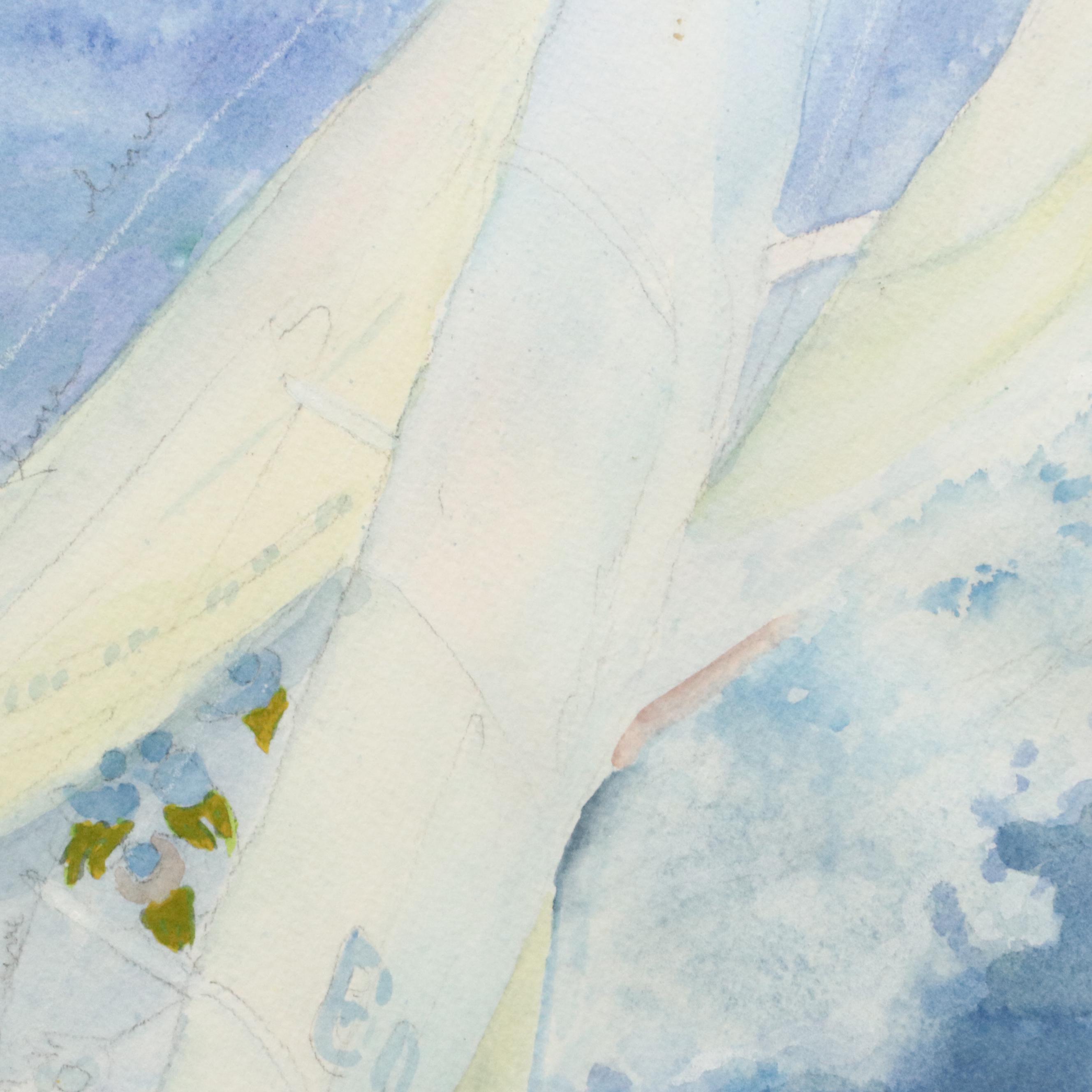 Helen Owen Watercolor Painting of Open Water Sailing Race, 21st Century