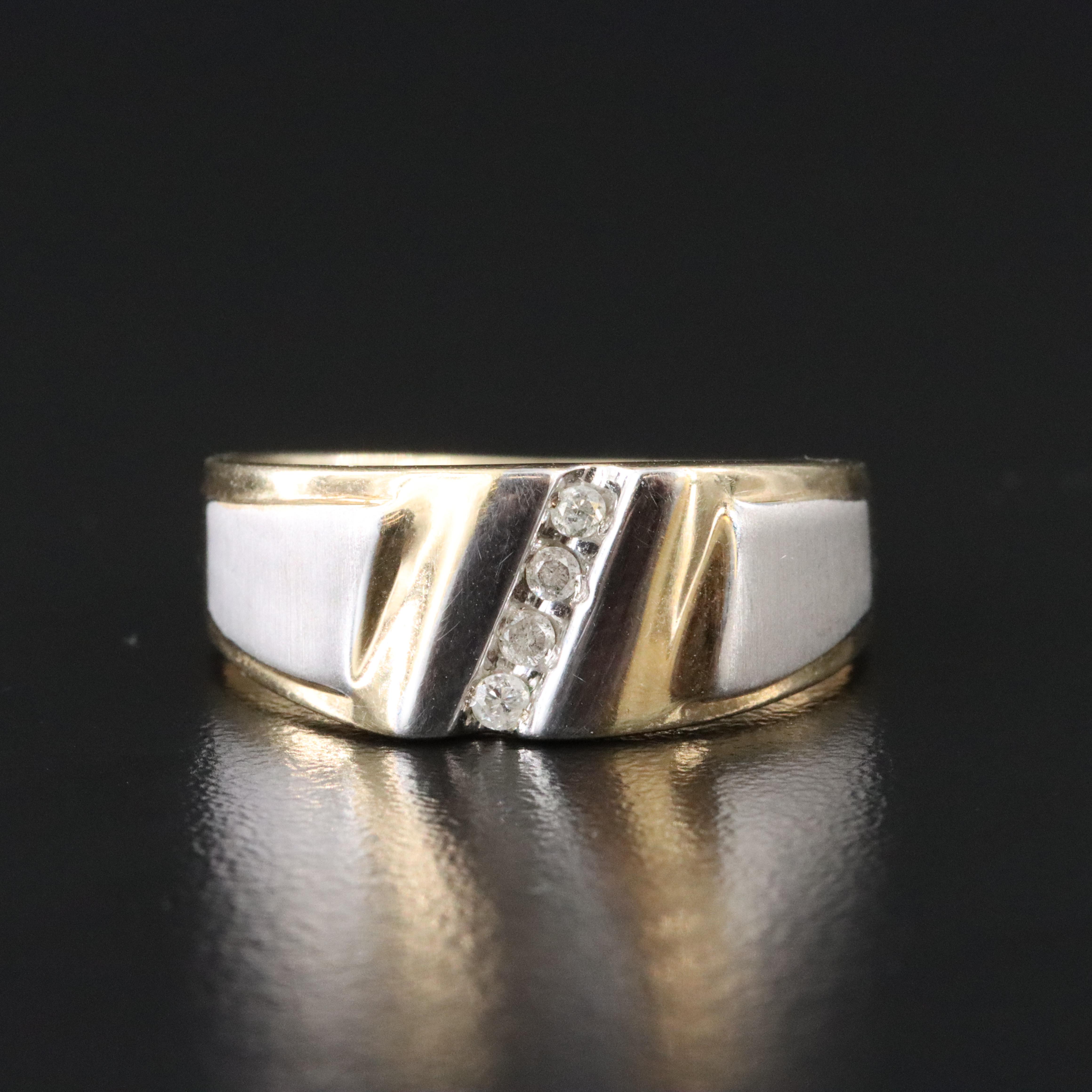 14K Two Tone Gold 0.09 CTW Diamond Men's Ring