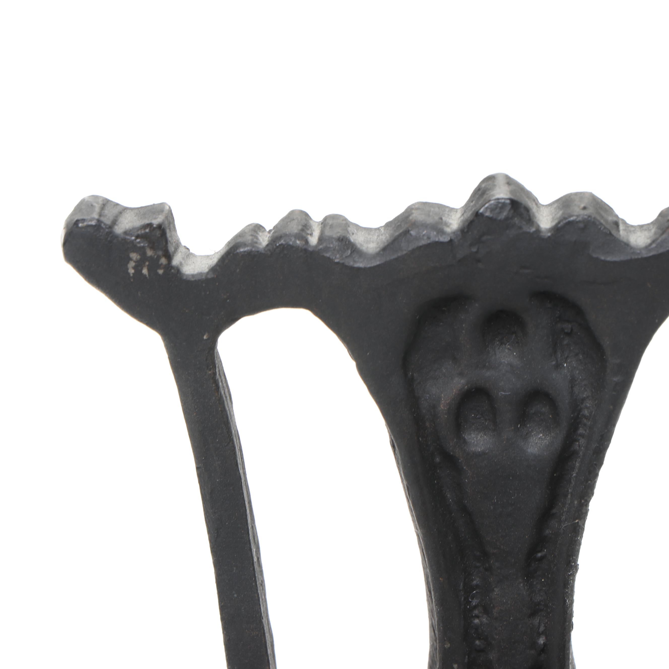 Patinated Cast Metal Kitten Sitting on Chair Bookend