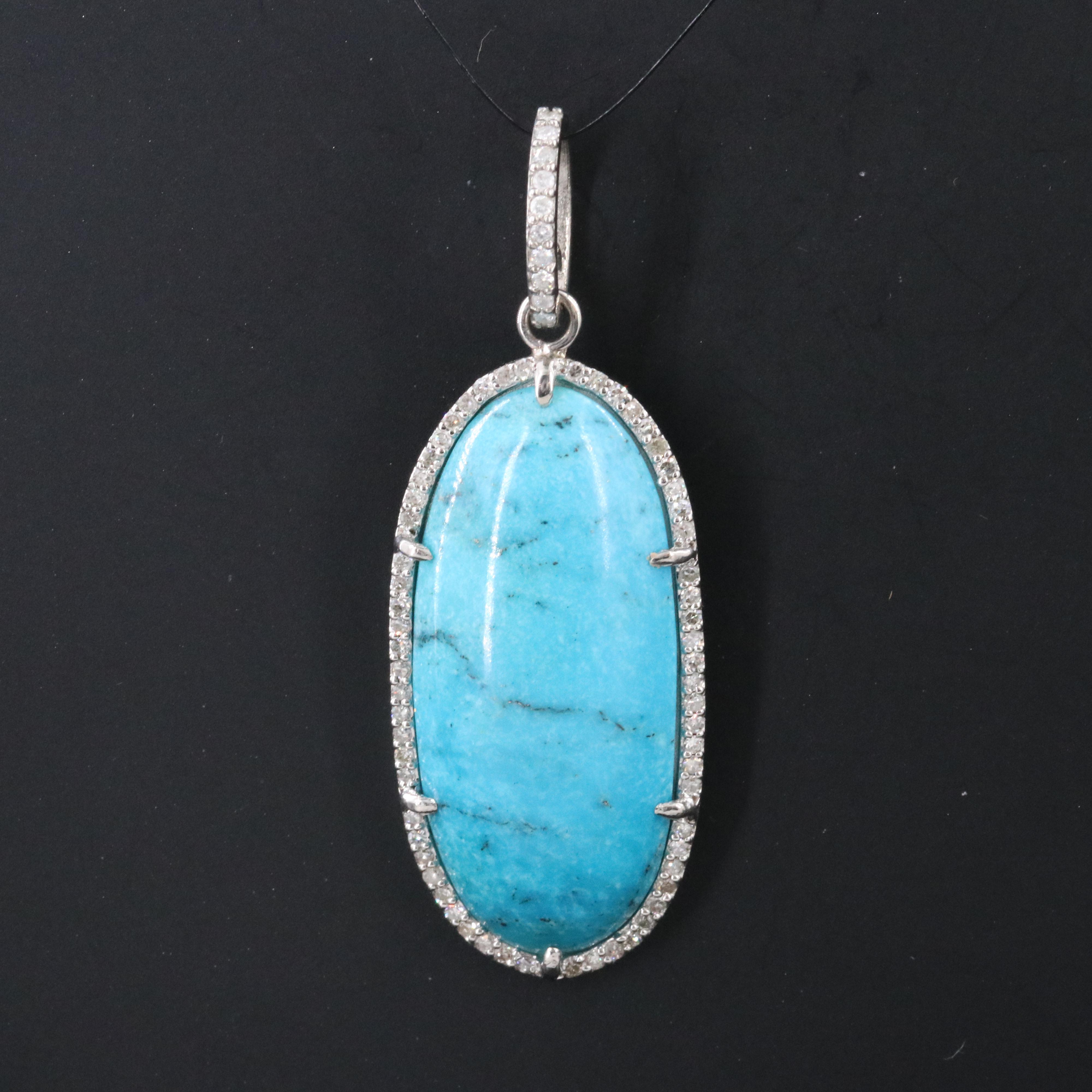 Sheryl Lowe Sterling Turquoise and Diamond Pendant