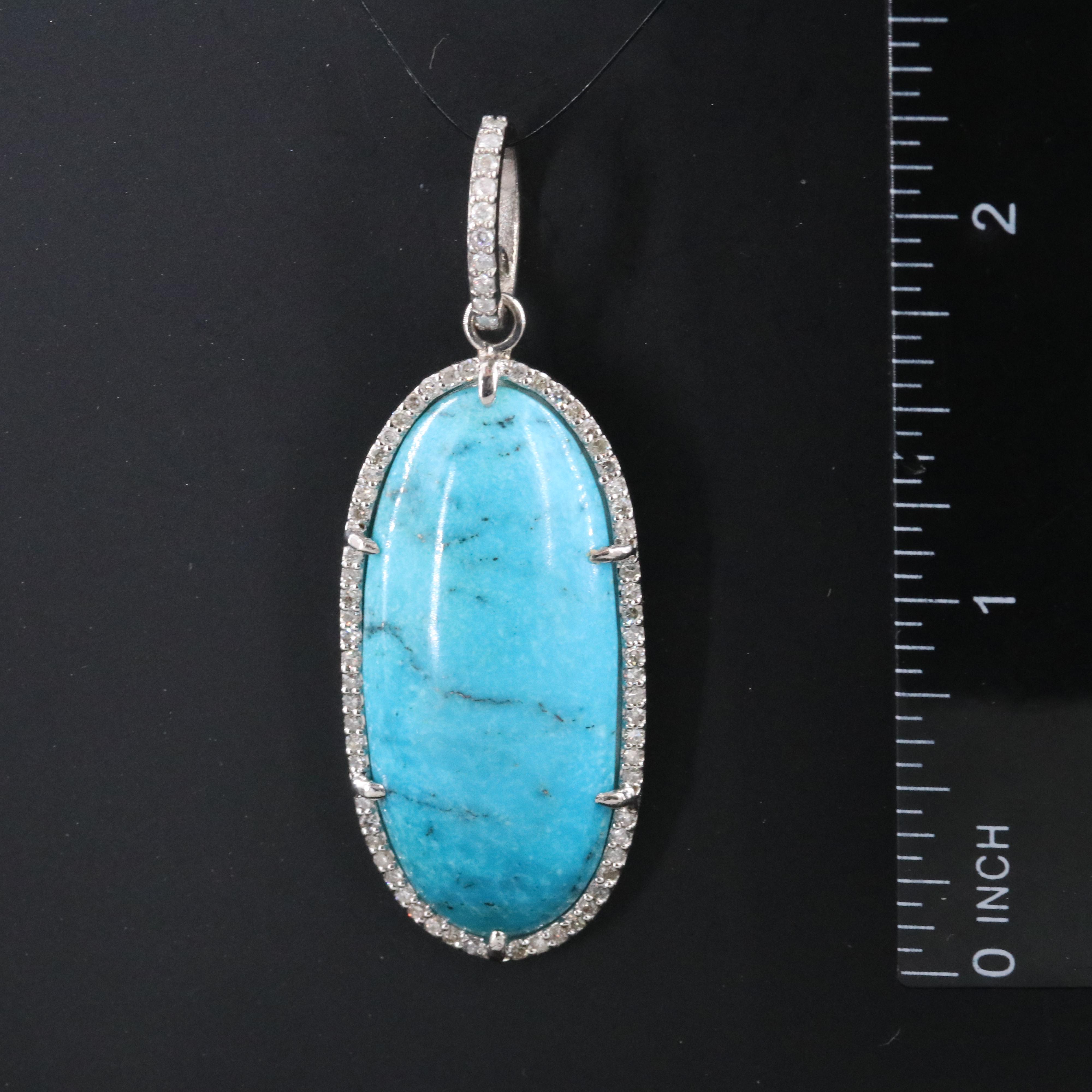 Sheryl Lowe Sterling Turquoise and Diamond Pendant